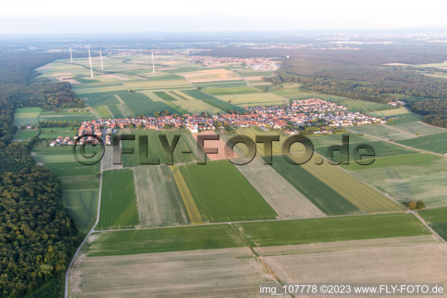 District Hayna in Herxheim bei Landau/Pfalz in the state Rhineland-Palatinate, Germany from the drone perspective
