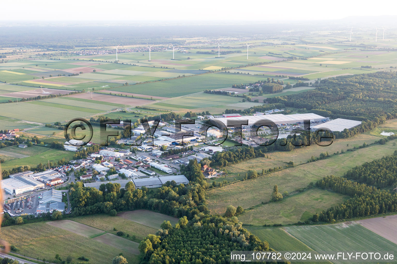 Bird's eye view of Horst Industrial Estate in the district Minderslachen in Kandel in the state Rhineland-Palatinate, Germany