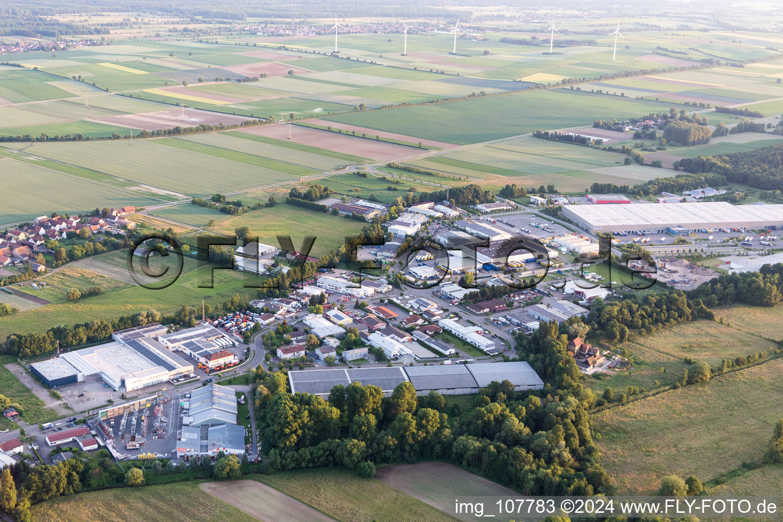 Horst Industrial Estate in the district Minderslachen in Kandel in the state Rhineland-Palatinate, Germany viewn from the air