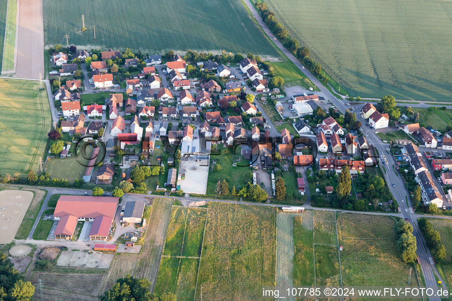 District Minderslachen in Kandel in the state Rhineland-Palatinate, Germany seen from above