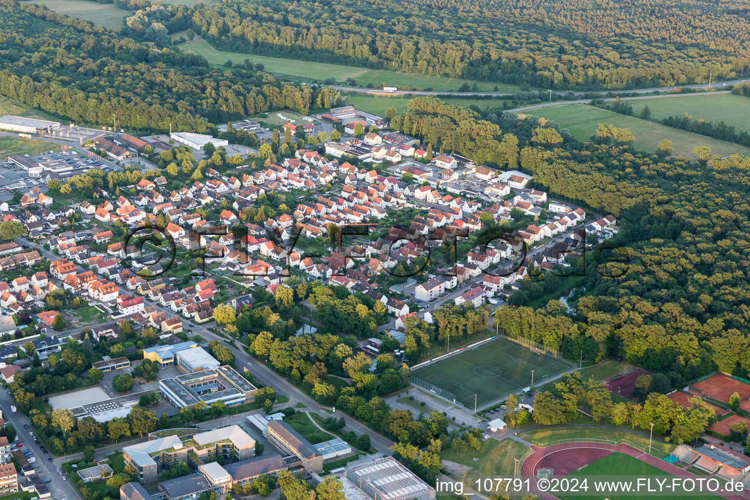 Drone recording of Settlement in Kandel in the state Rhineland-Palatinate, Germany