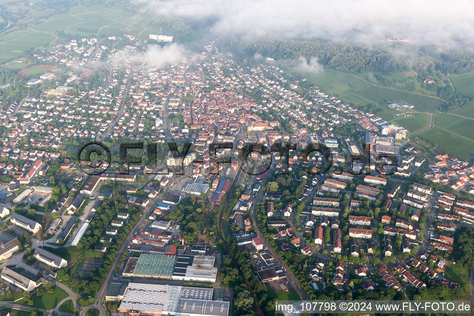 Bad Bergzabern in the state Rhineland-Palatinate, Germany viewn from the air