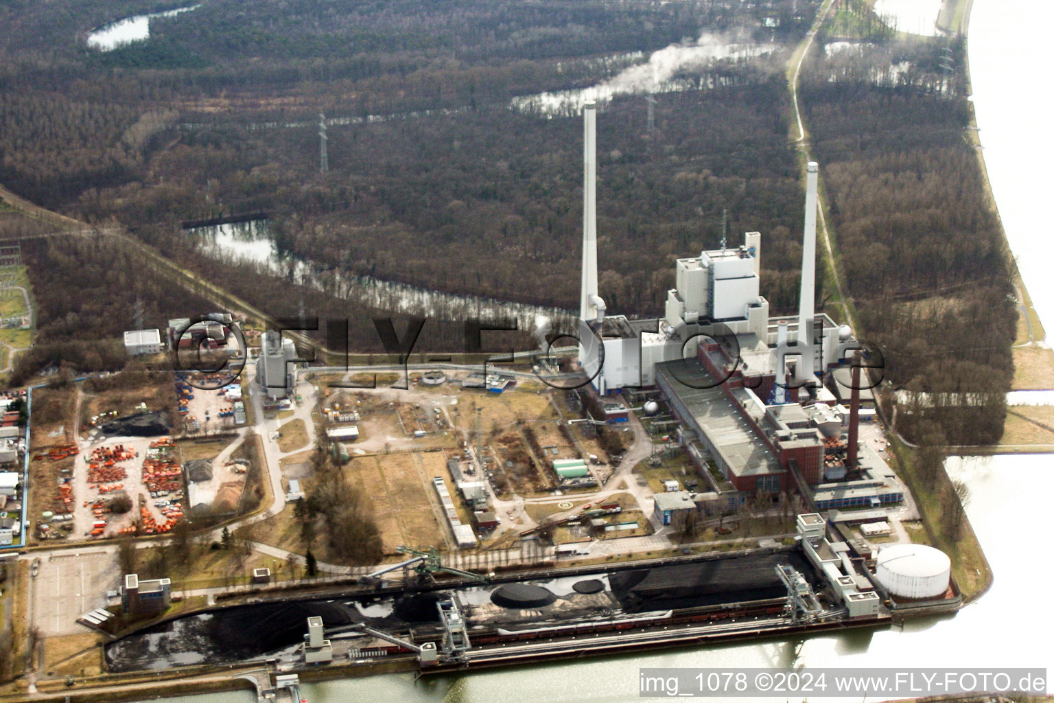 Badenwerk on Rheinhafen from north in the district Rheinhafen in Karlsruhe in the state Baden-Wuerttemberg, Germany