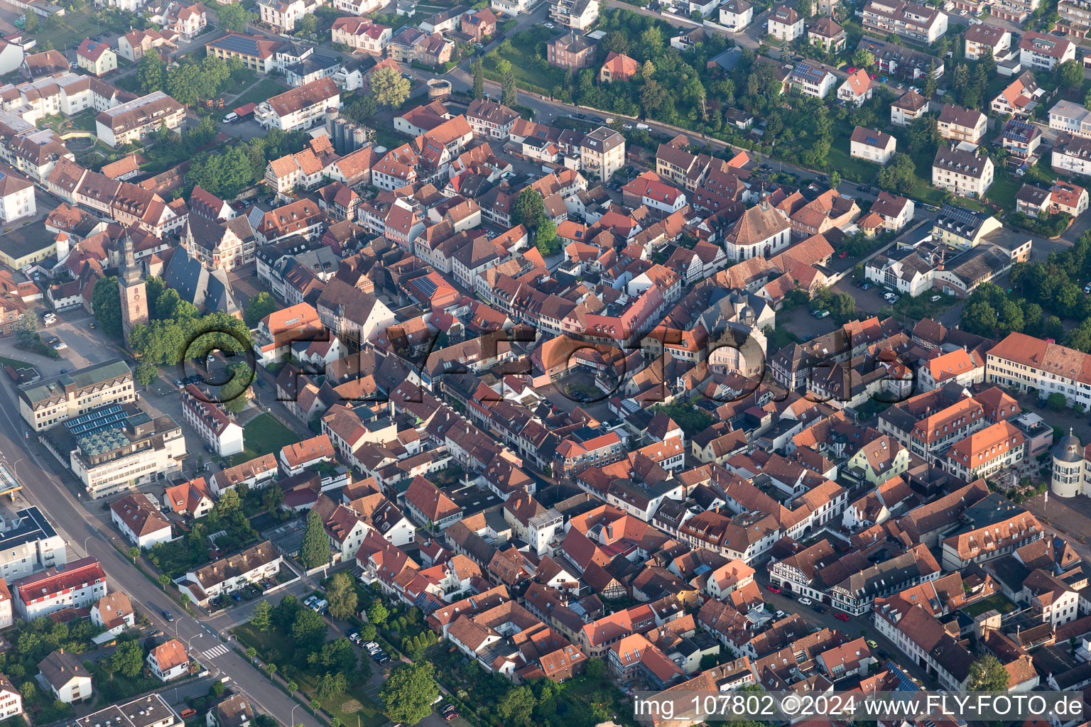 Bad Bergzabern in the state Rhineland-Palatinate, Germany from a drone