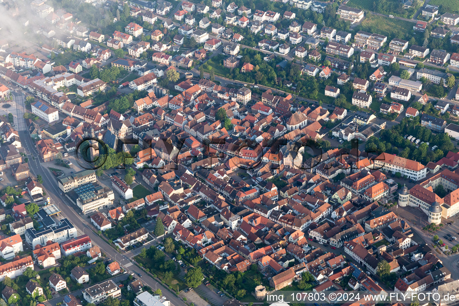 Bad Bergzabern in the state Rhineland-Palatinate, Germany seen from a drone