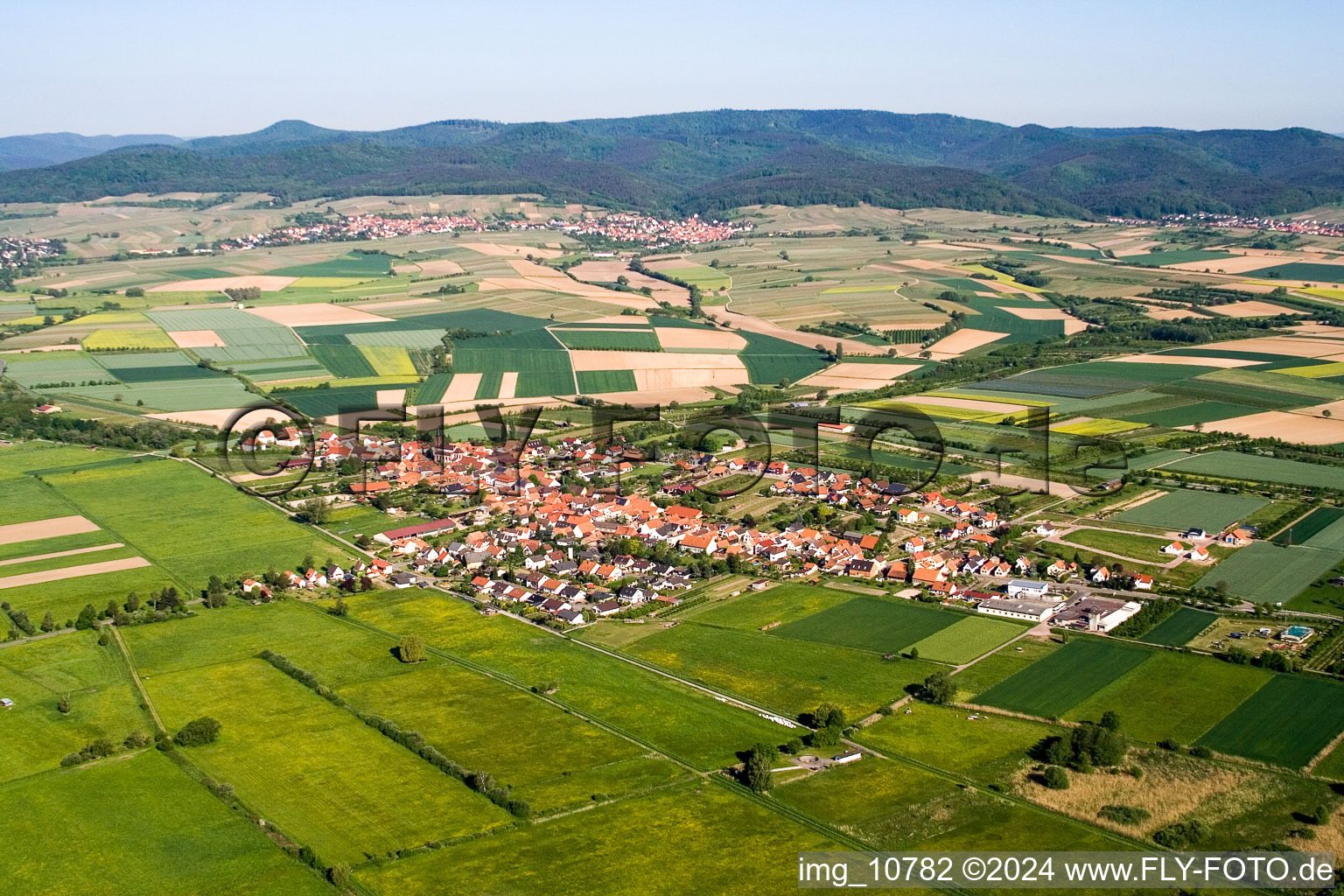 Schweighofen in the state Rhineland-Palatinate, Germany from the drone perspective