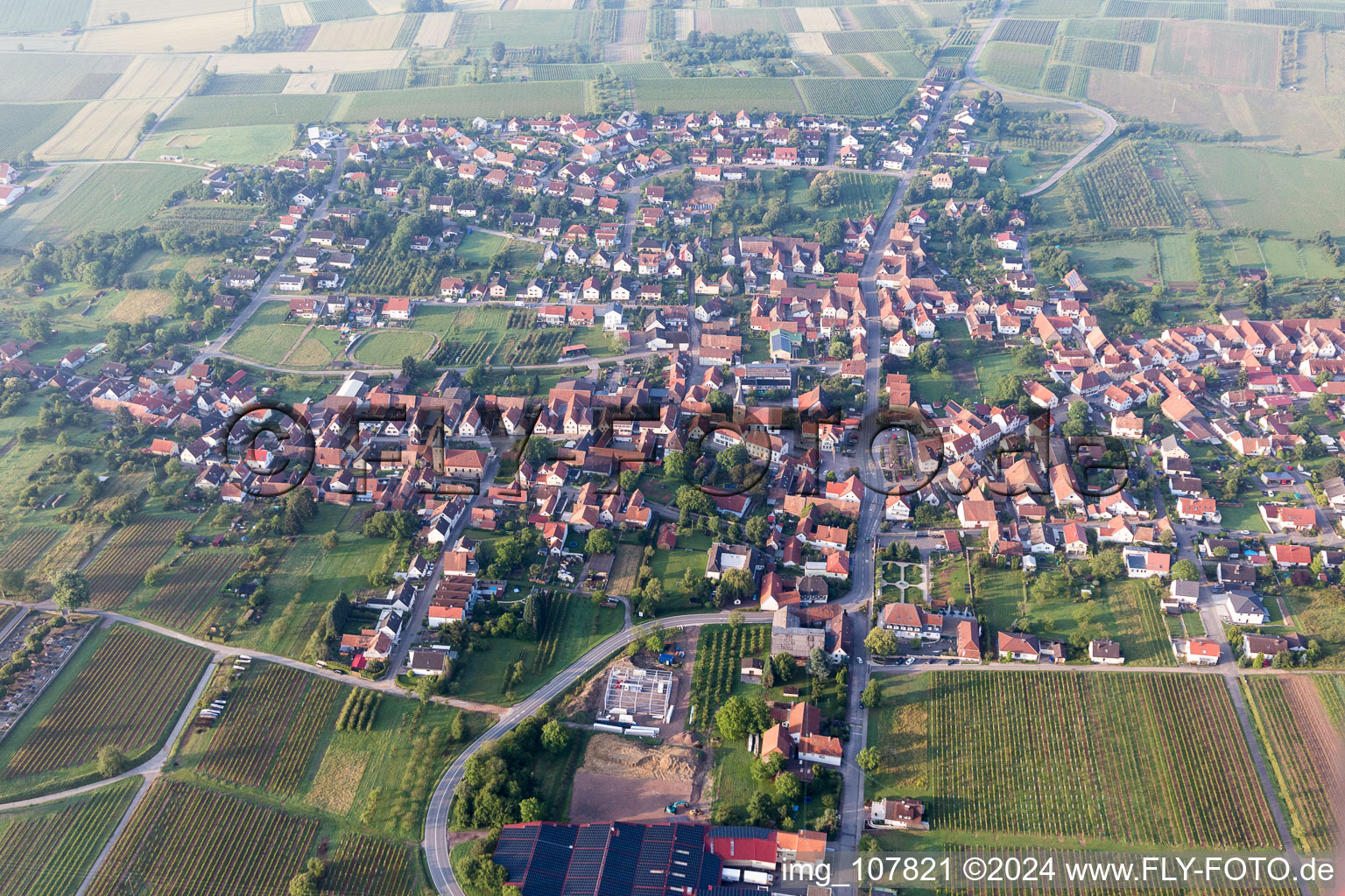 Oberotterbach in the state Rhineland-Palatinate, Germany from a drone