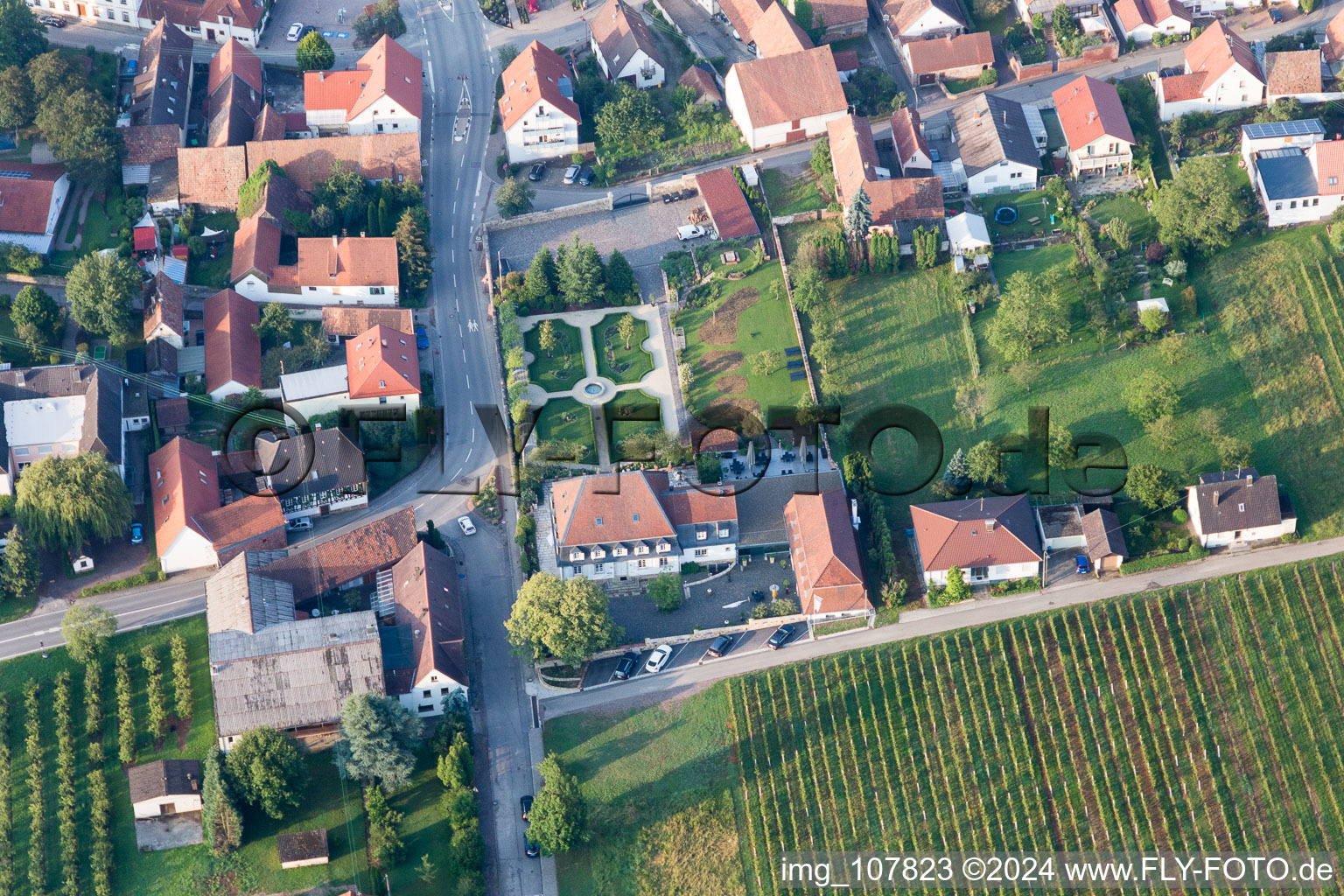 Oberotterbach in the state Rhineland-Palatinate, Germany seen from a drone