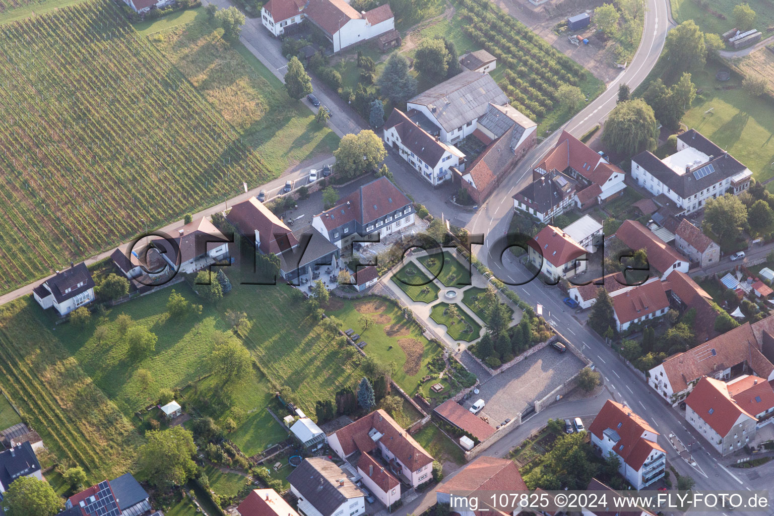 Aerial view of Oberotterbach in the state Rhineland-Palatinate, Germany