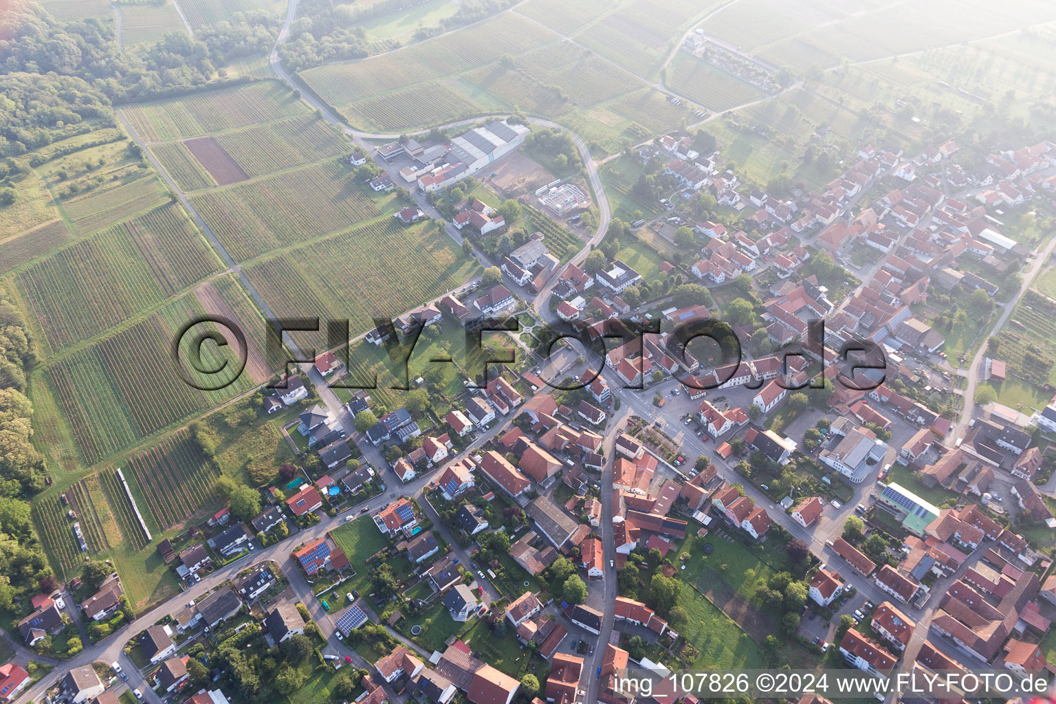 Aerial photograpy of Oberotterbach in the state Rhineland-Palatinate, Germany