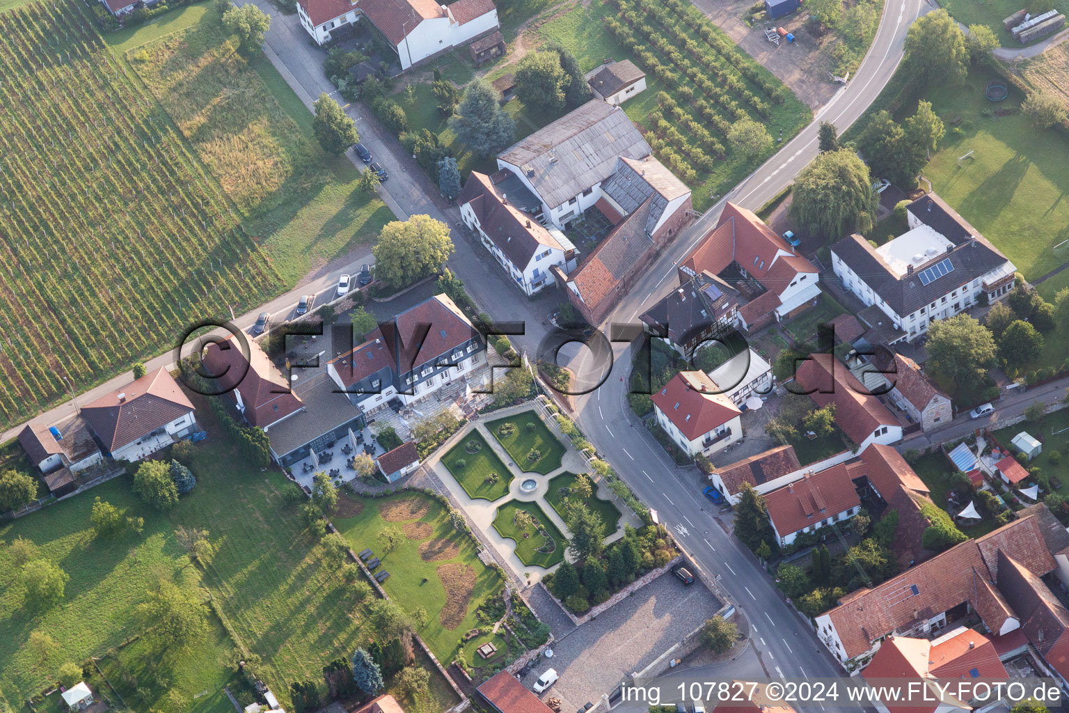 Oblique view of Oberotterbach in the state Rhineland-Palatinate, Germany