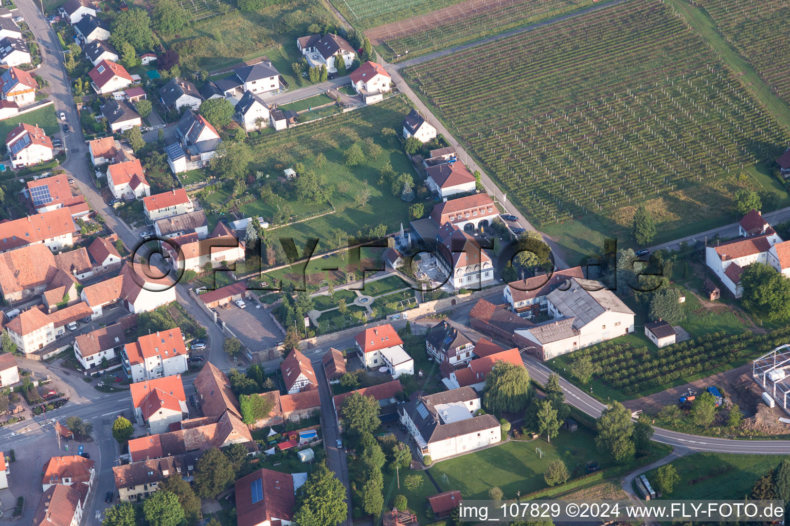 Oberotterbach in the state Rhineland-Palatinate, Germany from above