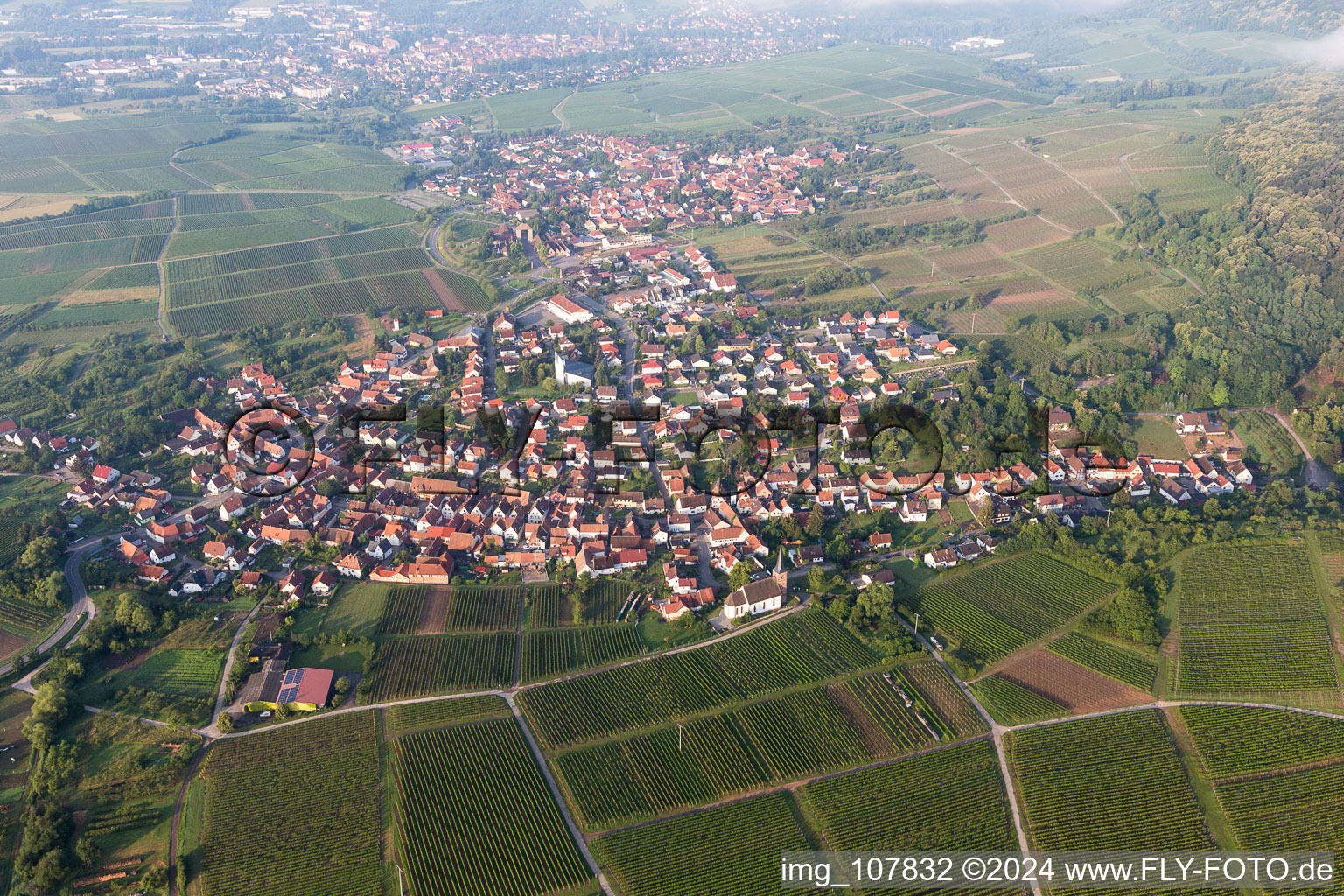 Drone recording of District Rechtenbach in Schweigen-Rechtenbach in the state Rhineland-Palatinate, Germany