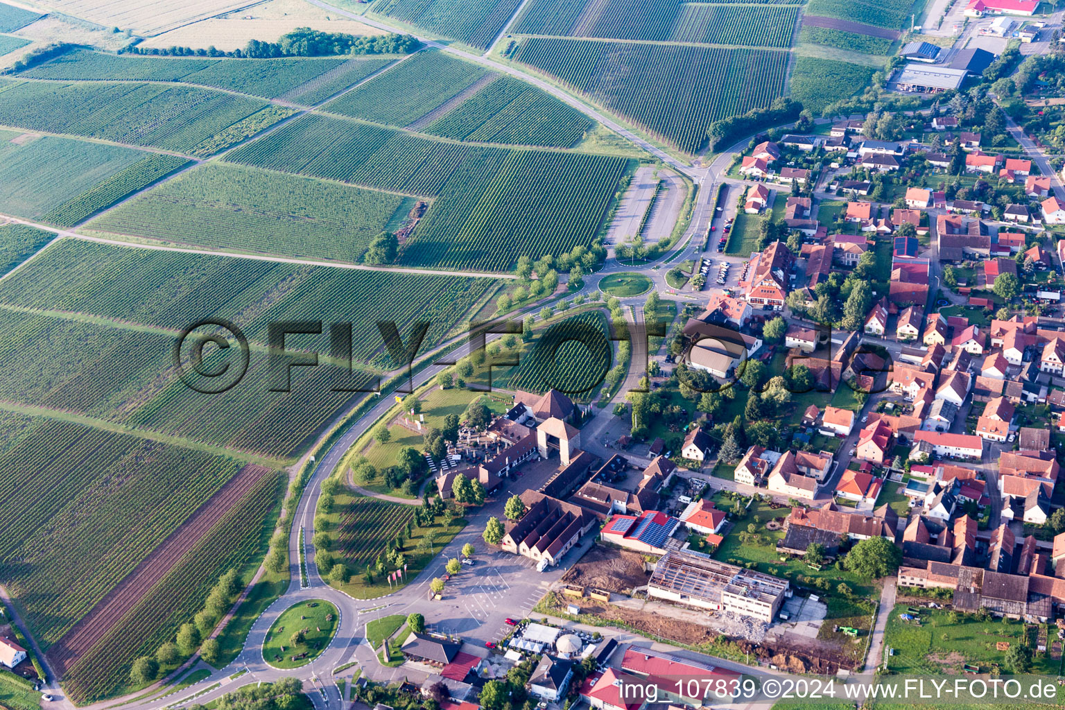 Aerial photograpy of District Rechtenbach in Schweigen-Rechtenbach in the state Rhineland-Palatinate, Germany