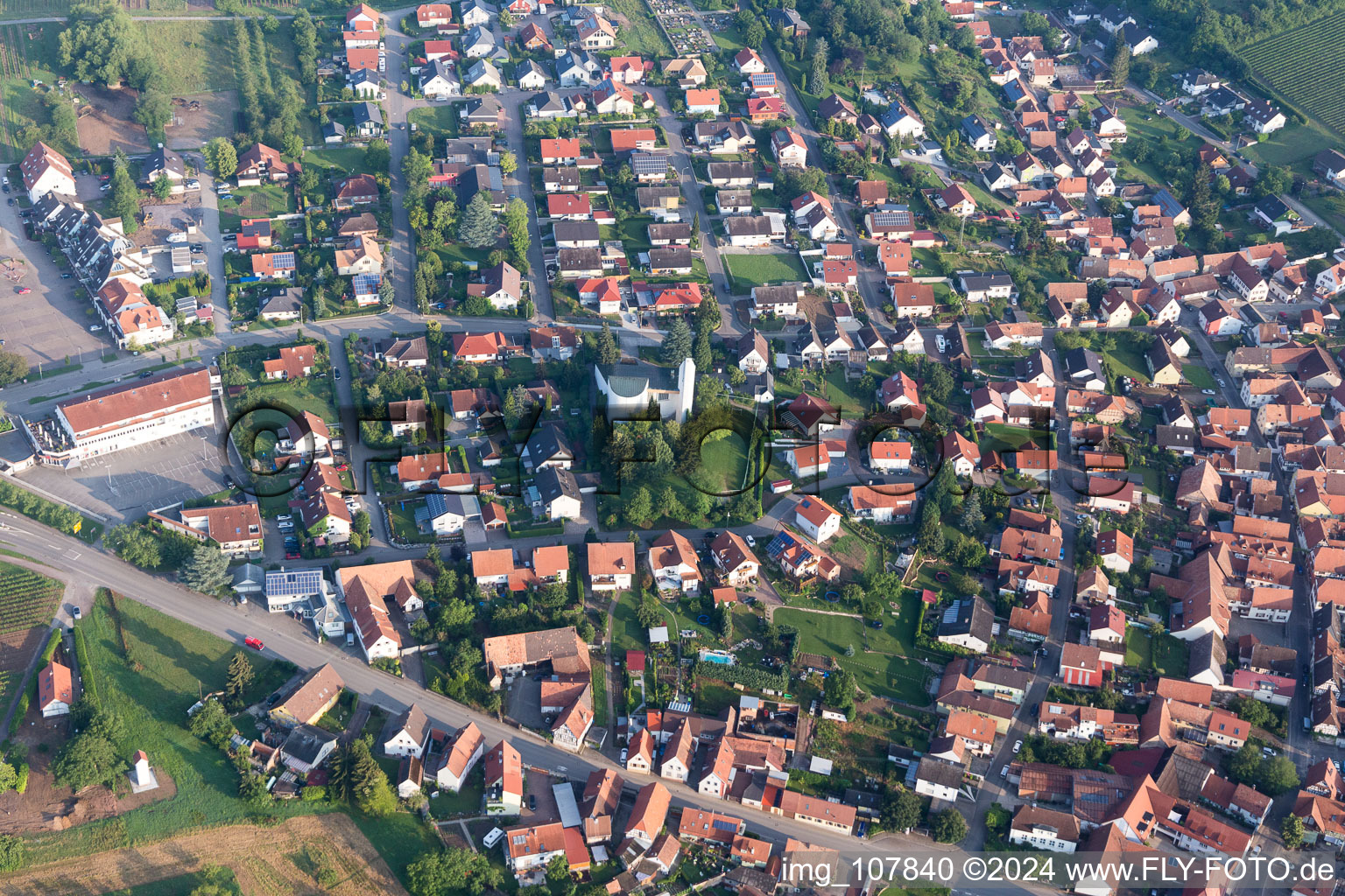 Oblique view of District Rechtenbach in Schweigen-Rechtenbach in the state Rhineland-Palatinate, Germany