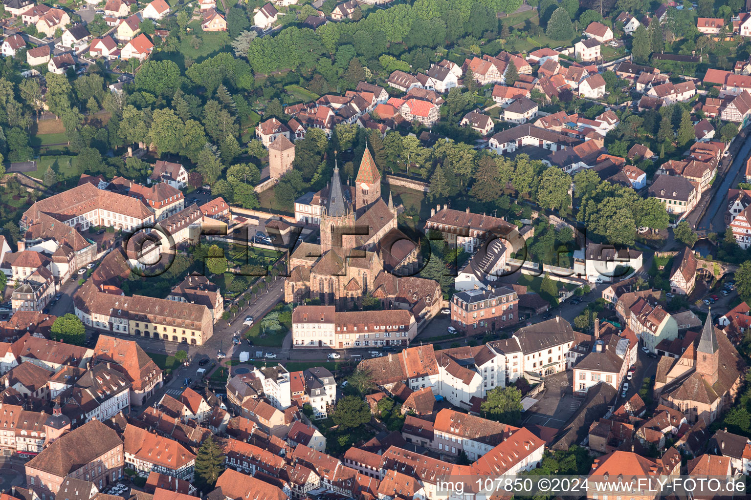 Wissembourg in the state Bas-Rhin, France from above