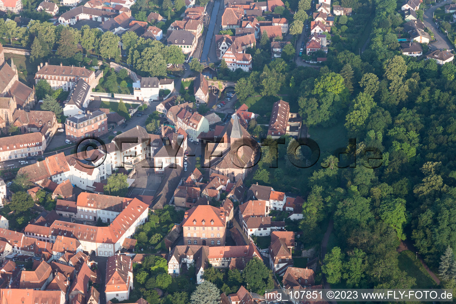 Oblique view of Wissembourg in the state Bas-Rhin, France