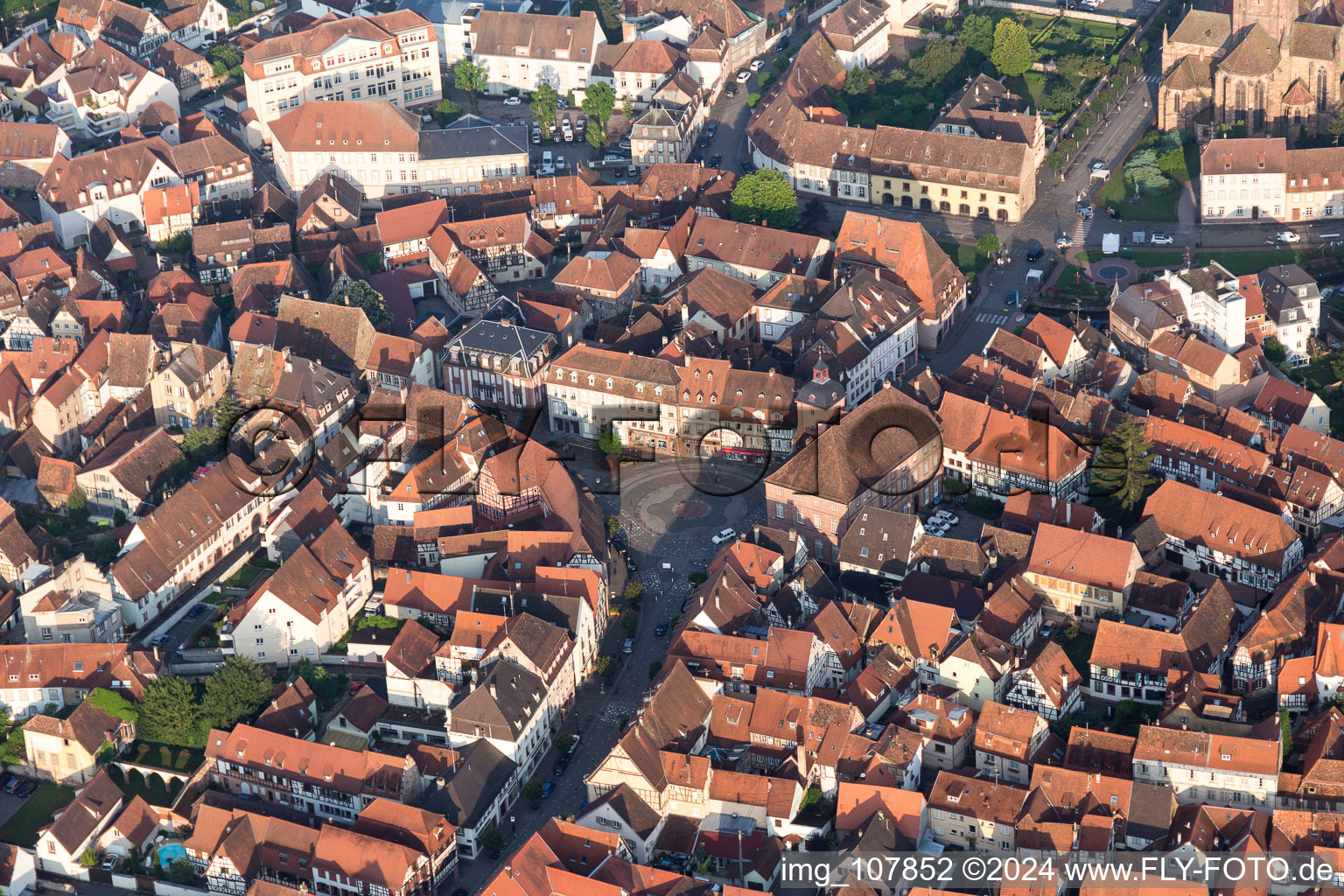 Wissembourg in the state Bas-Rhin, France seen from above