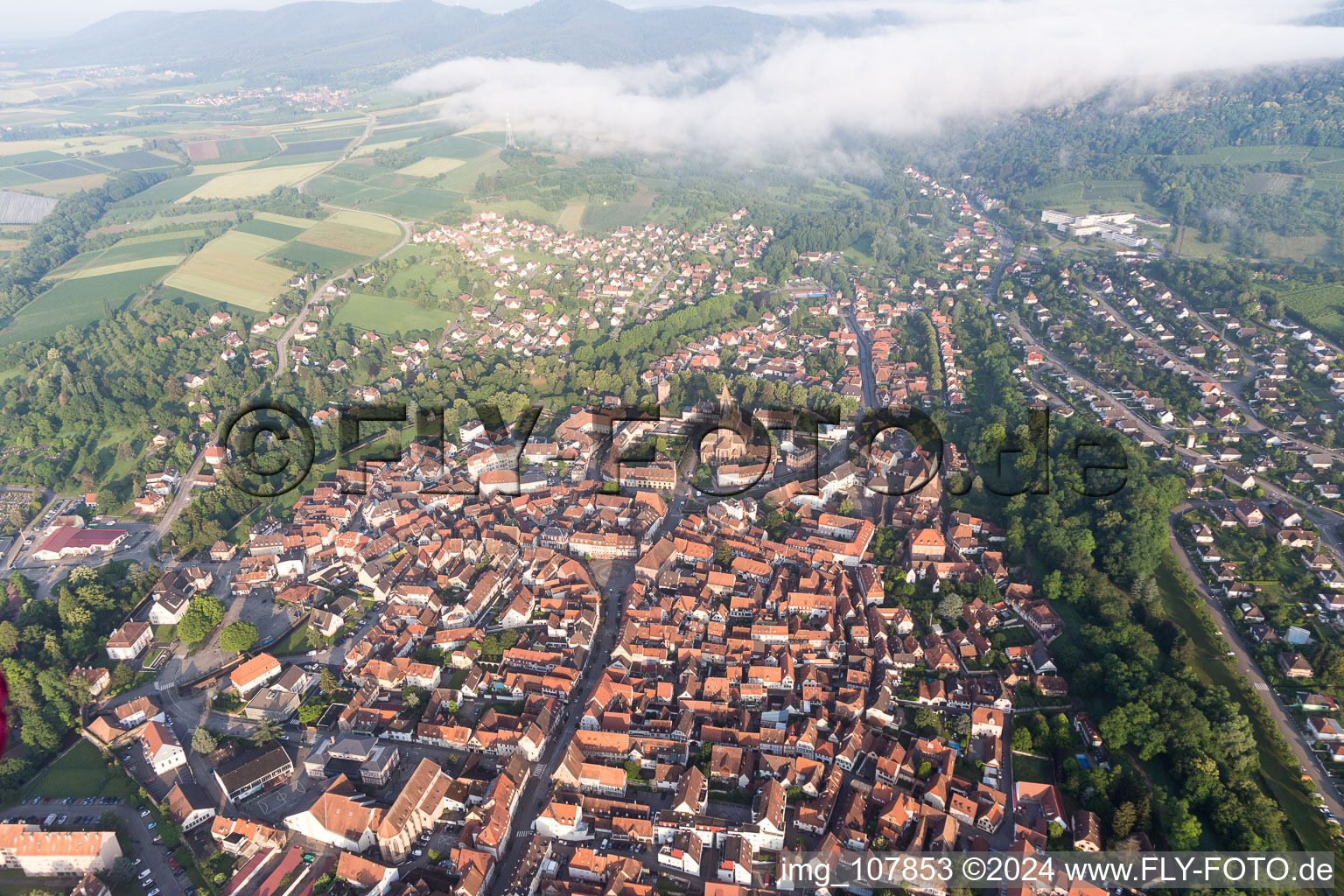 Wissembourg in the state Bas-Rhin, France from the plane