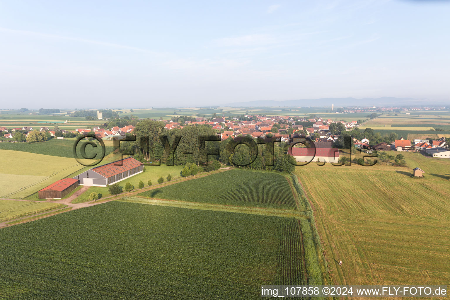 Salmbach in the state Bas-Rhin, France viewn from the air