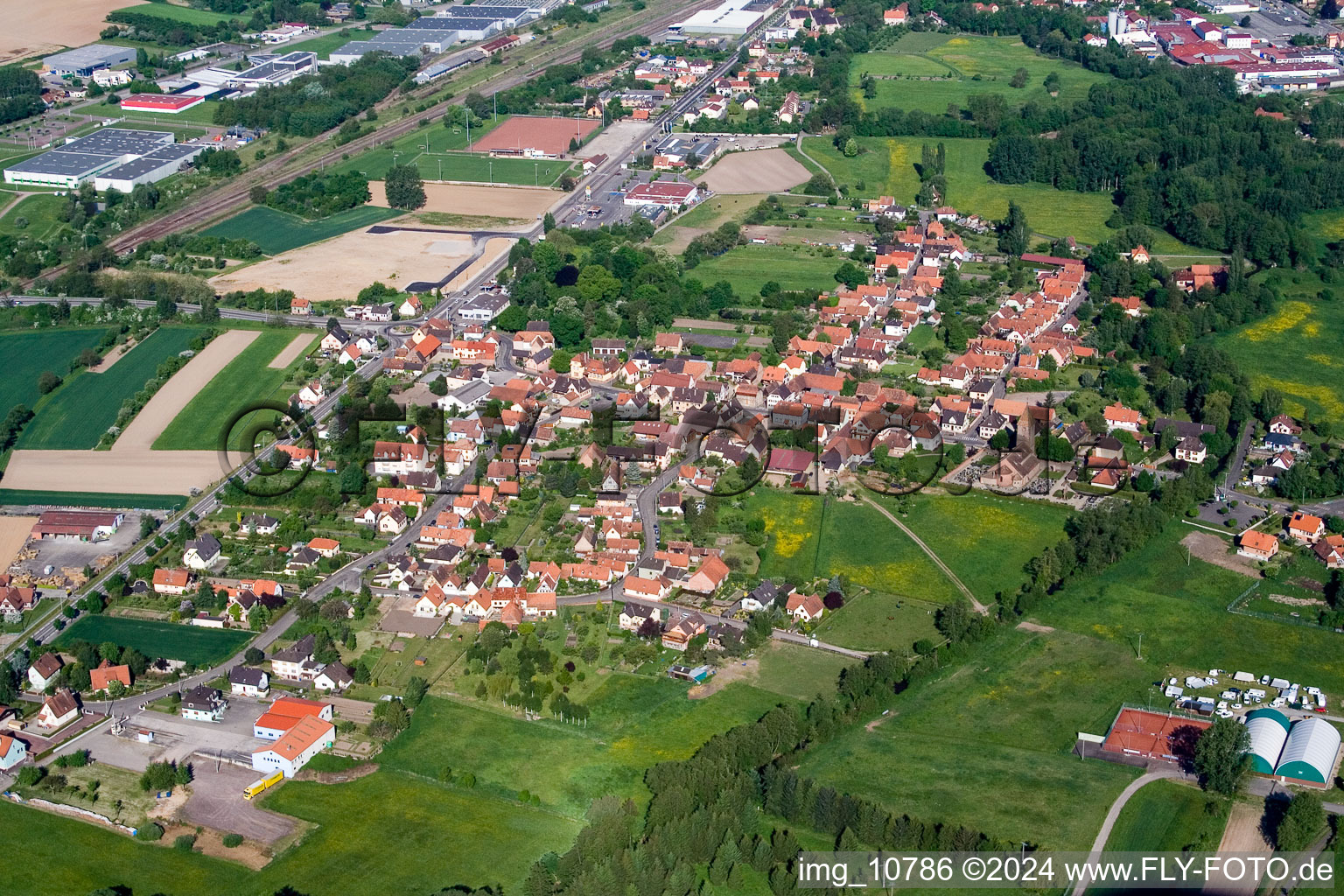 District Altenstadt in Wissembourg in the state Bas-Rhin, France from the plane