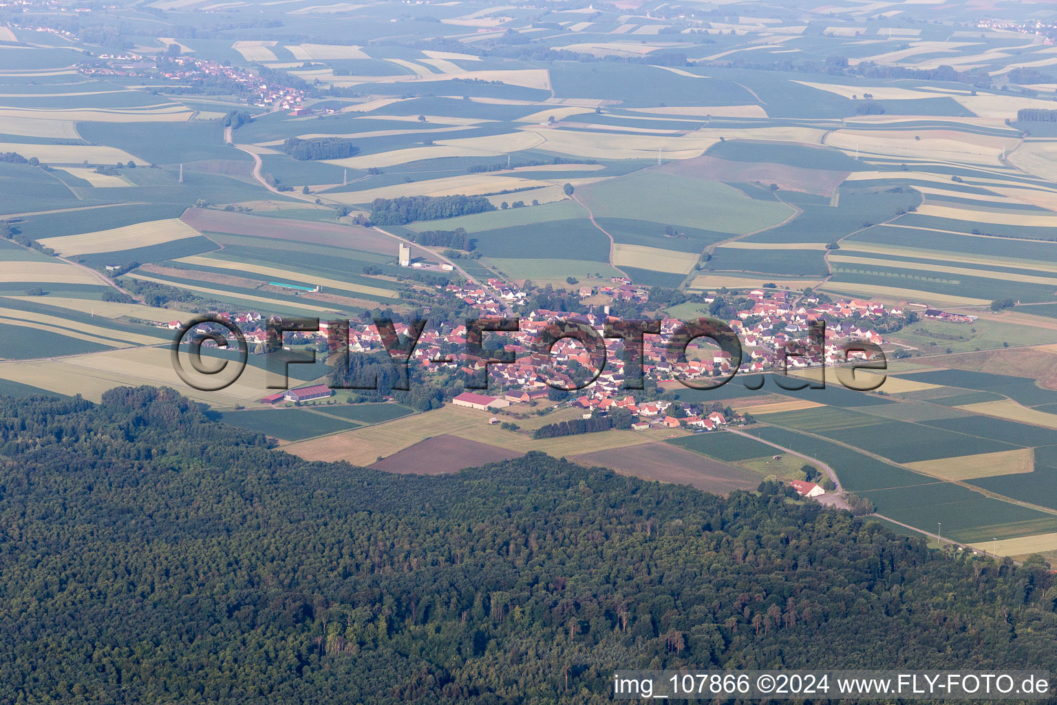 Salmbach in the state Bas-Rhin, France from the drone perspective