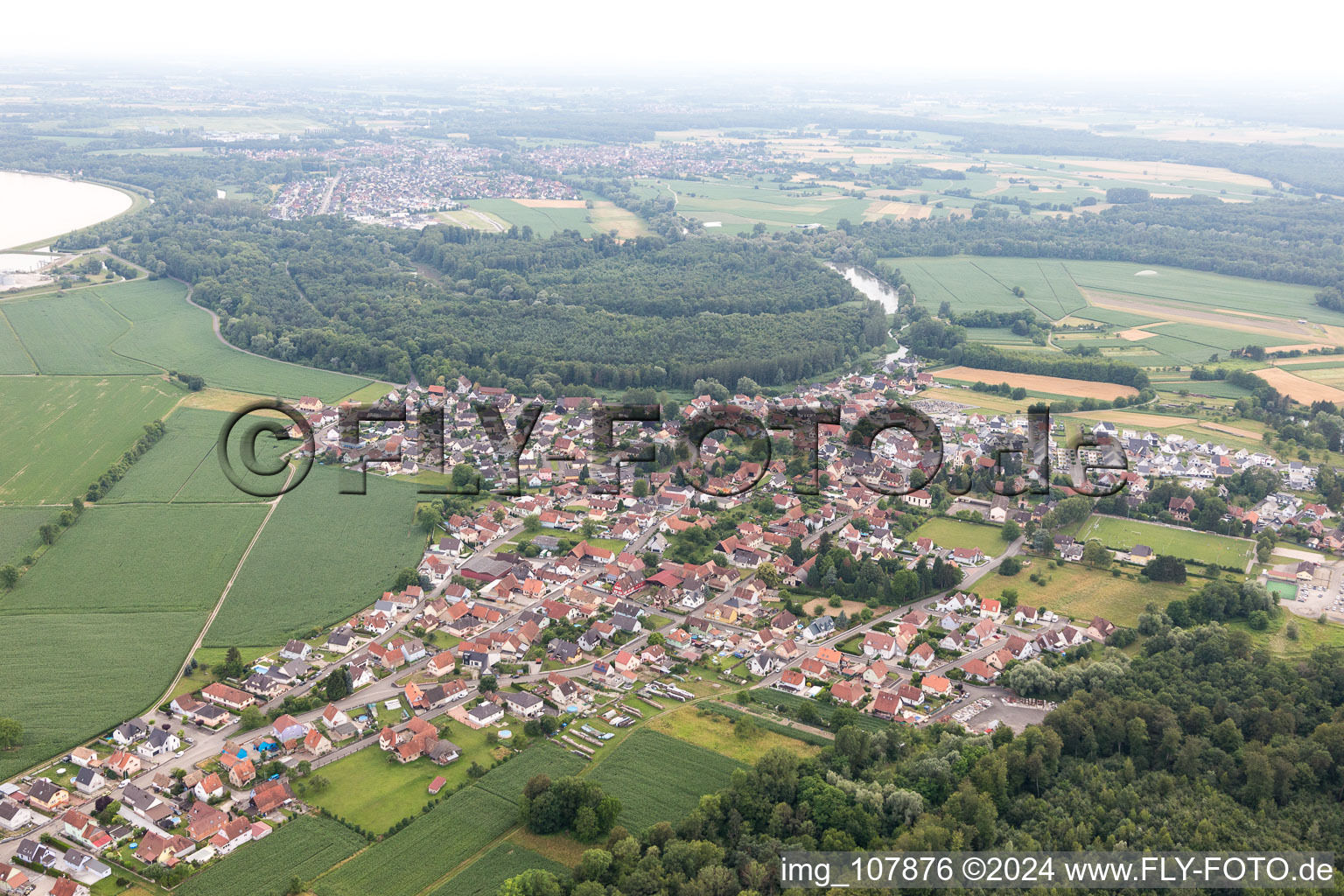 Aerial view of Dalhunden in the state Bas-Rhin, France