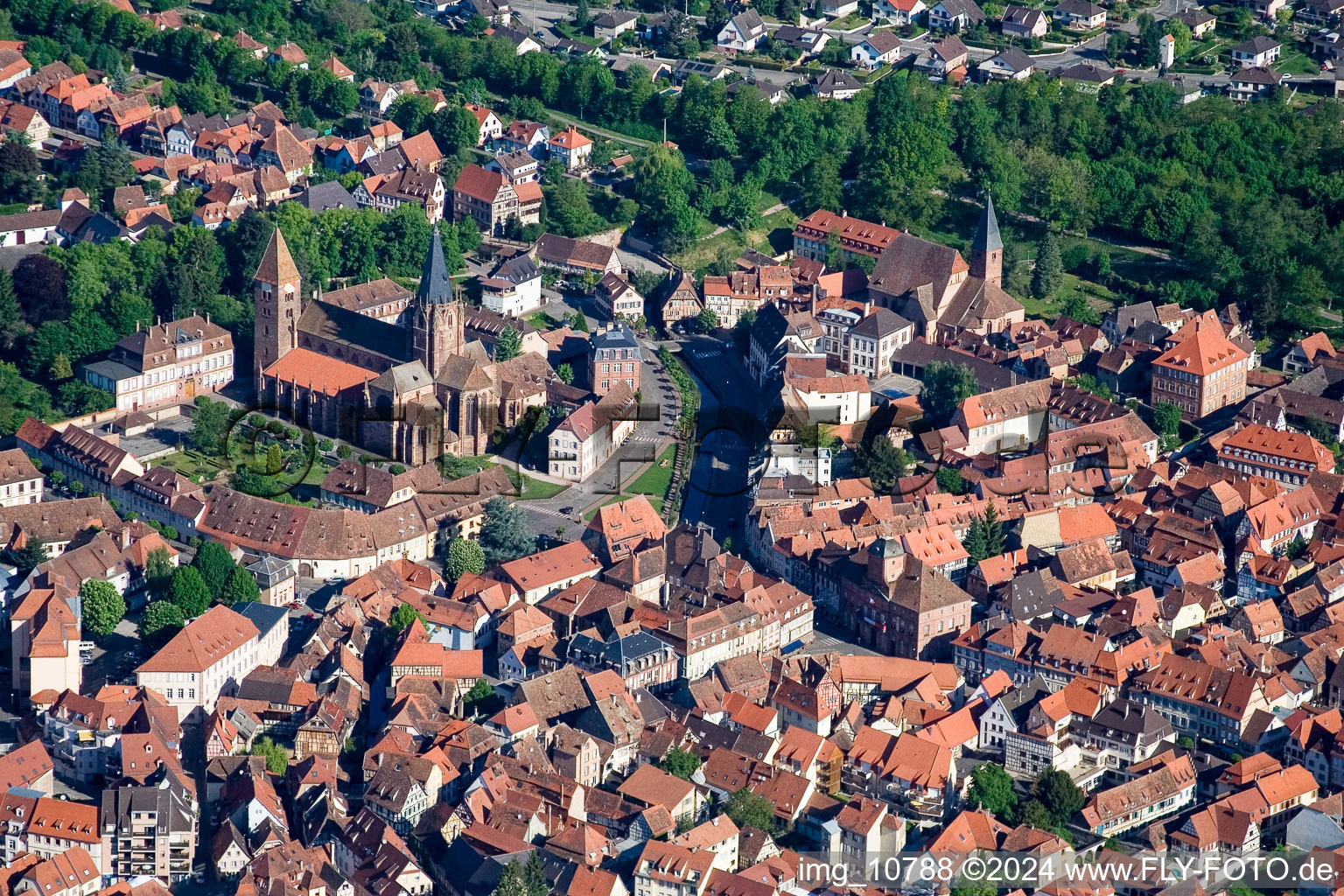 Wissembourg in the state Bas-Rhin, France viewn from the air