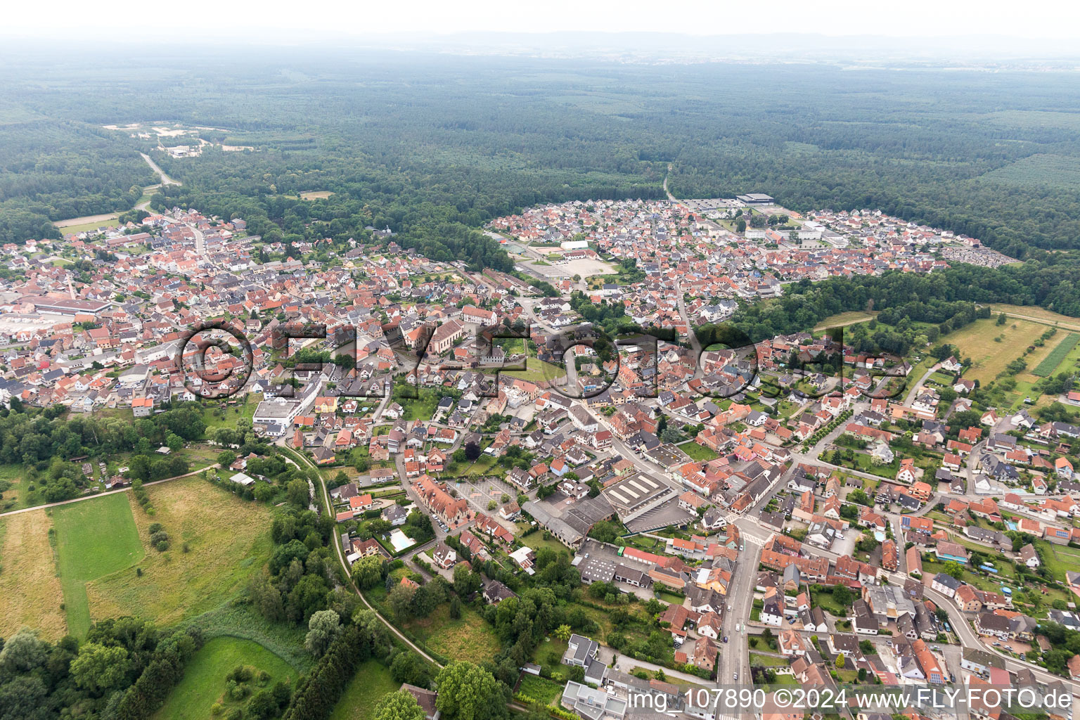 Soufflenheim in the state Bas-Rhin, France from the plane