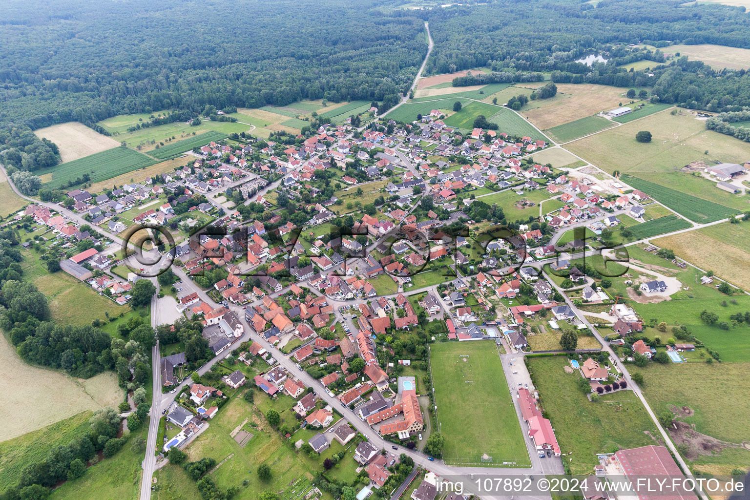 Oblique view of Forstfeld in the state Bas-Rhin, France