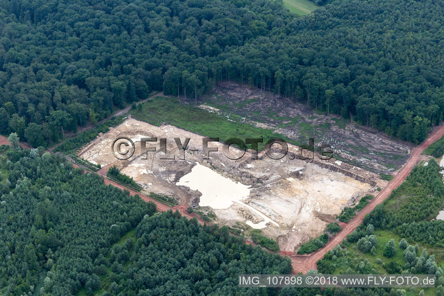 Clay mining in Kesseldorf in the state Bas-Rhin, France from above