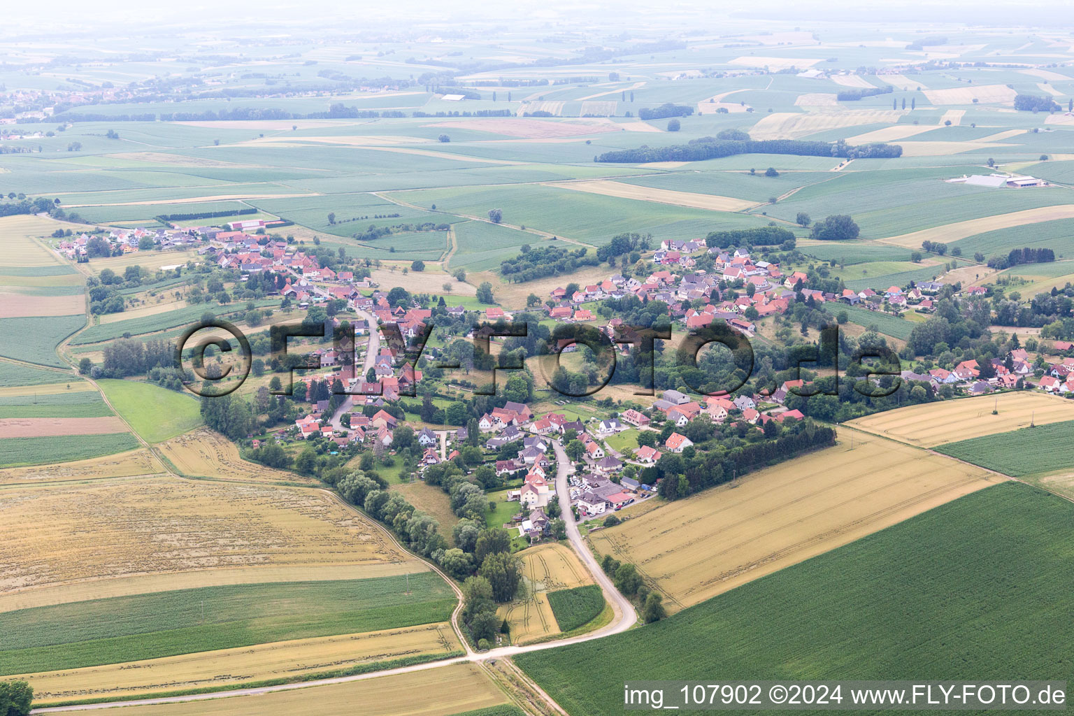 Aerial view of Eberbach-Seltz in the state Bas-Rhin, France