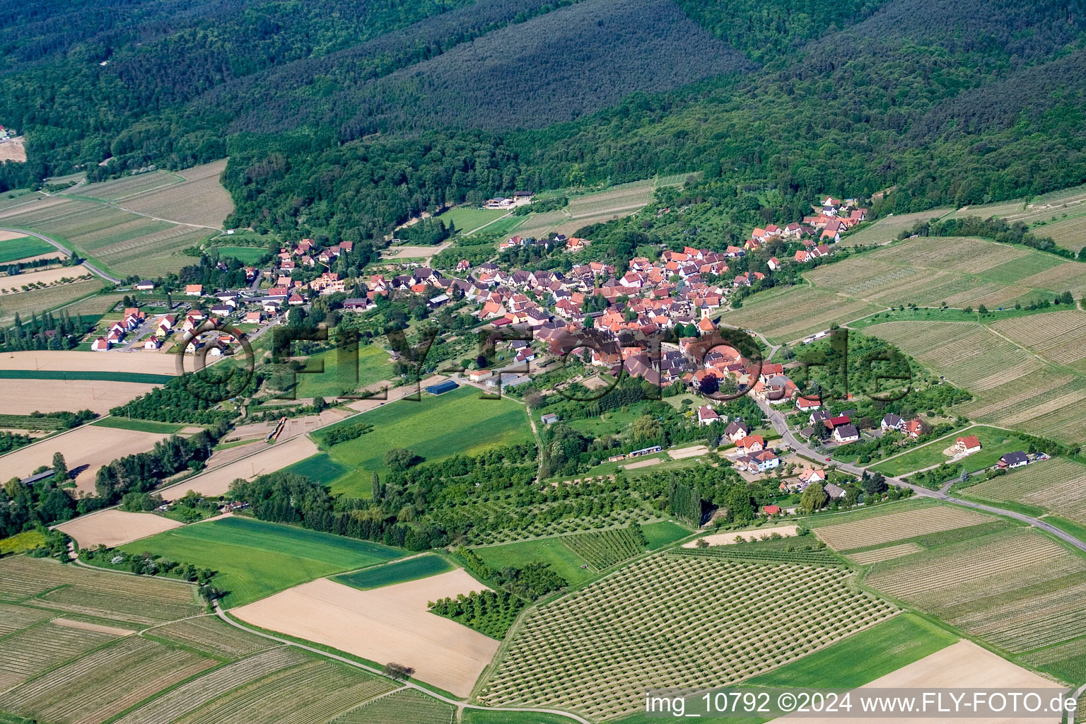 Rott in the state Bas-Rhin, France viewn from the air