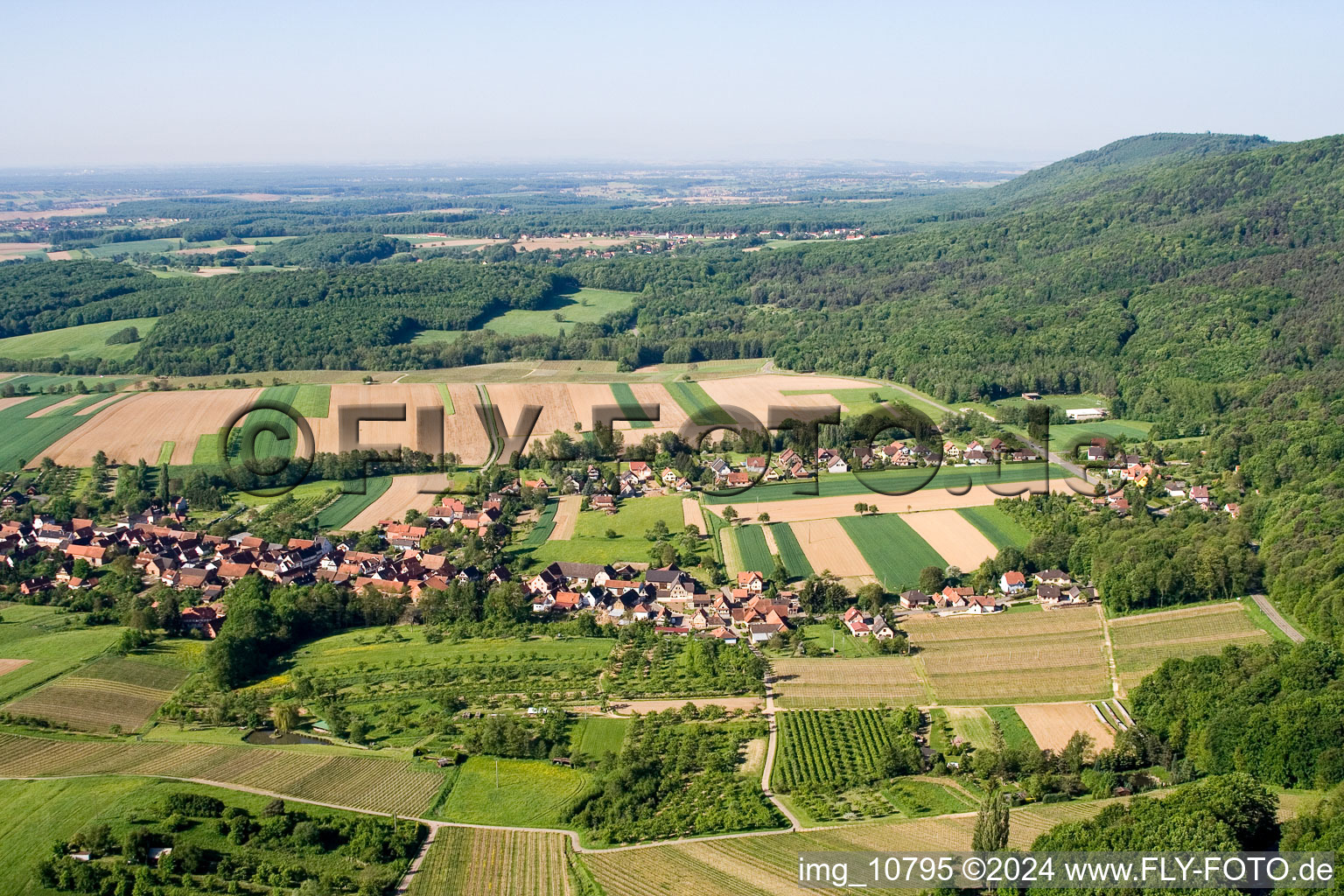 Drone image of Cleebourg in the state Bas-Rhin, France