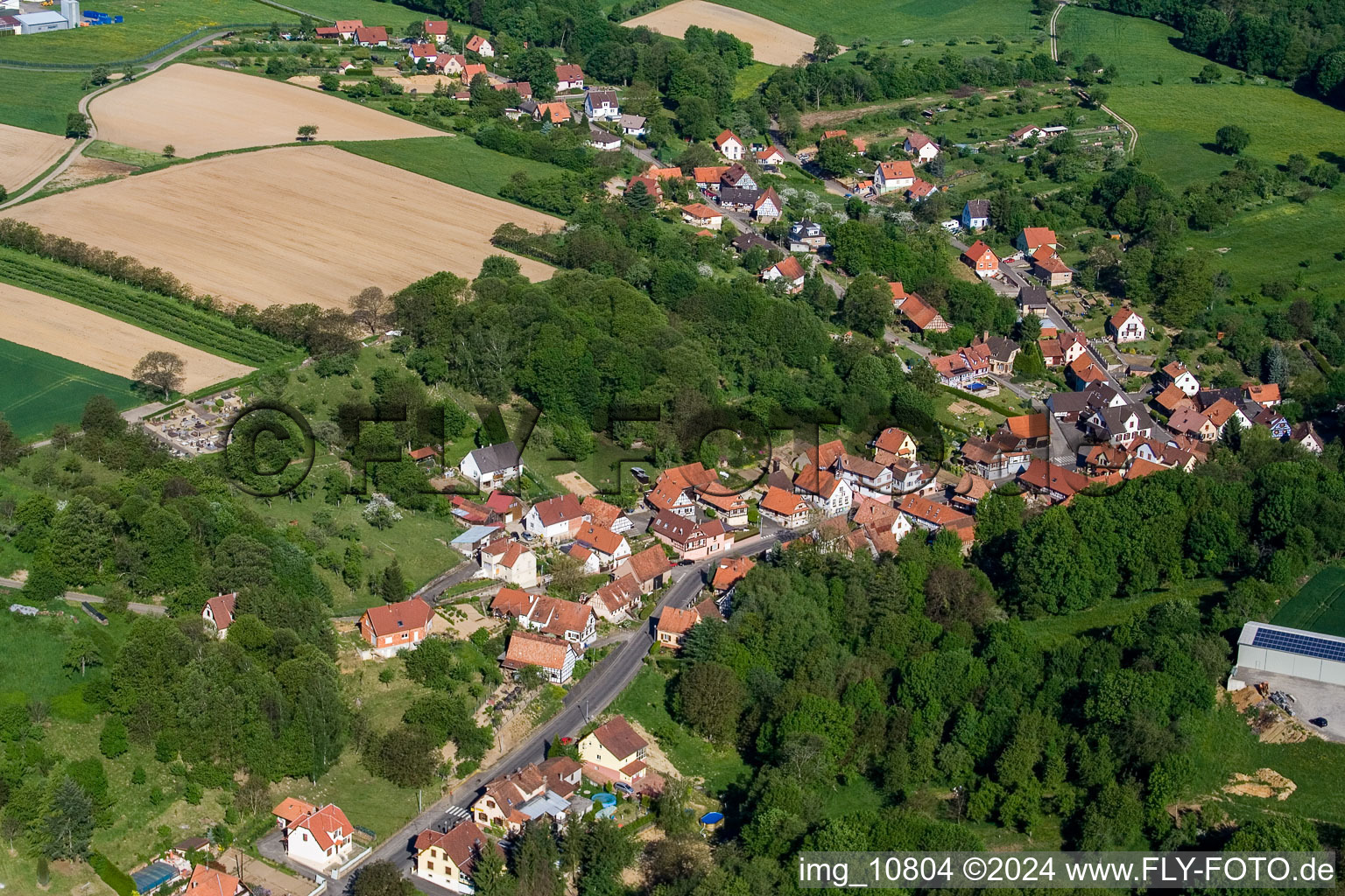 Aerial view of Birlenbach in Drachenbronn-Birlenbach in the state Bas-Rhin, France