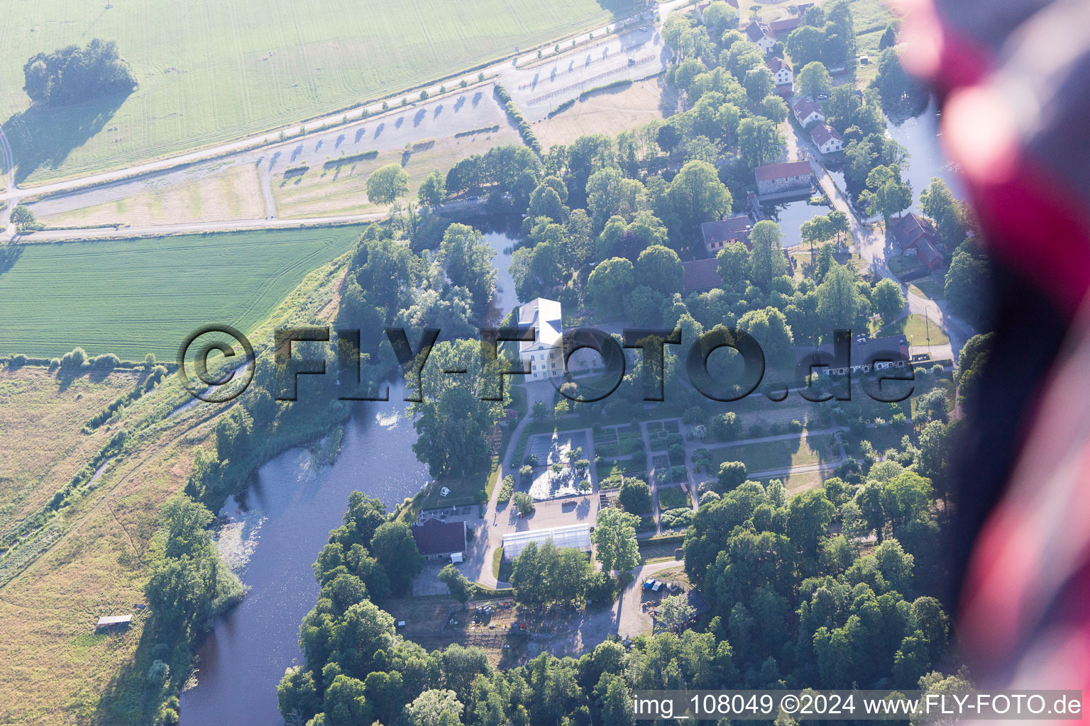 Aerial view of Odensjö in the state Kronoberg, Sweden