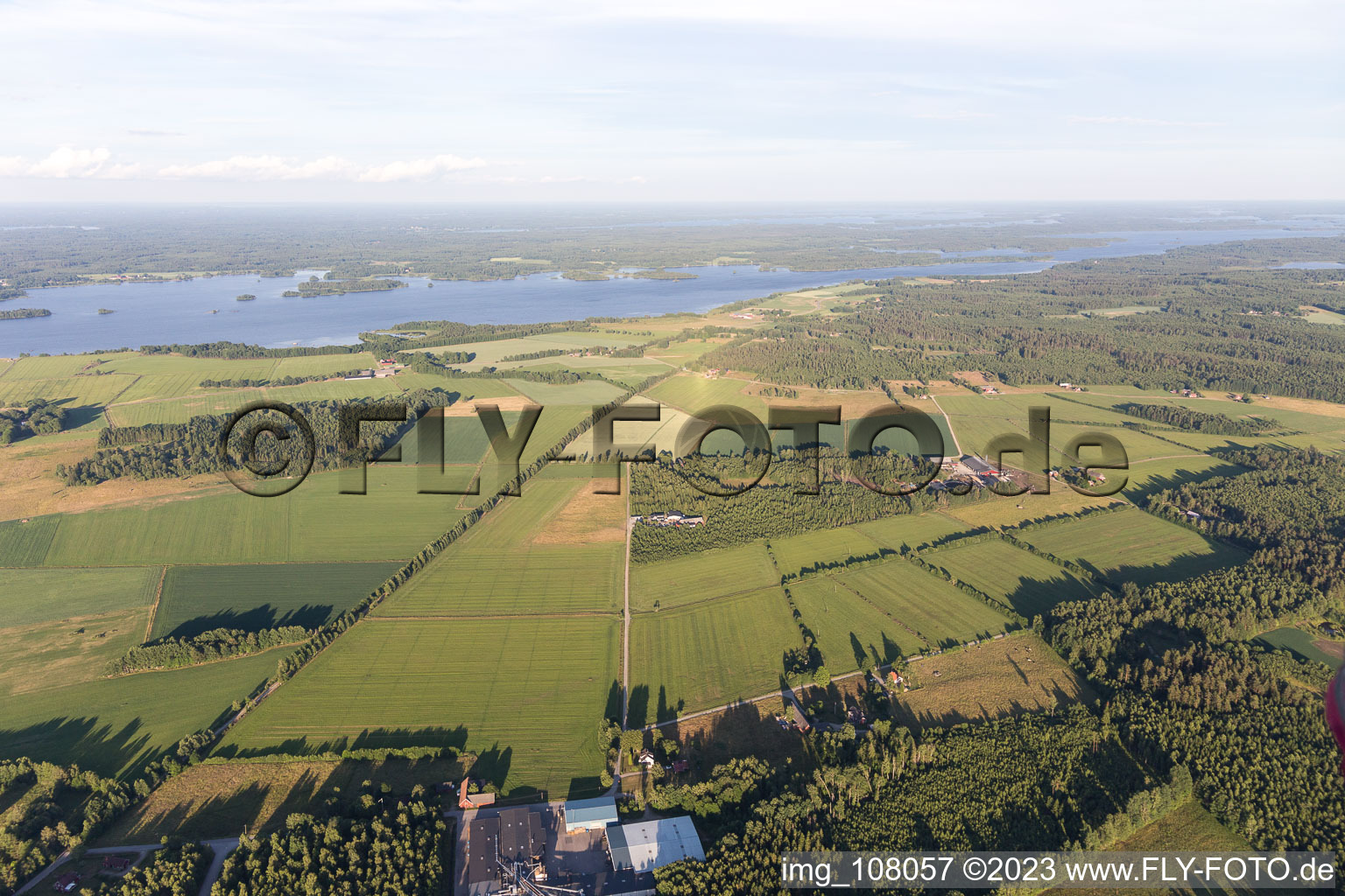Aerial view of Grimslöv in the state Kronoberg, Sweden