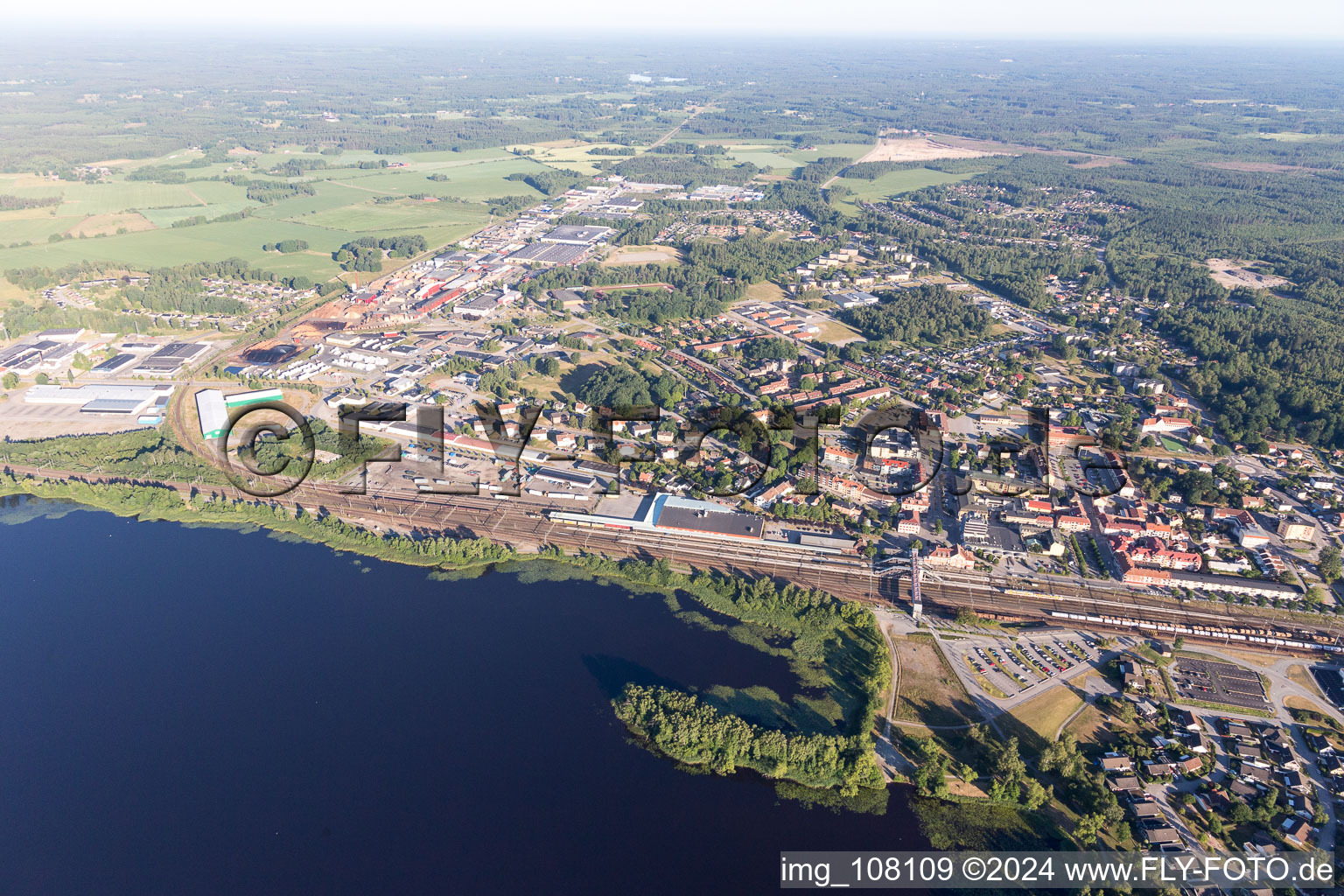 Aerial view of Aringsås in the state Kronoberg, Sweden