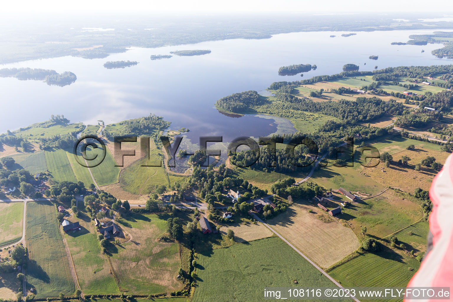 Aerial view of Blädinge in the state Kronoberg, Sweden