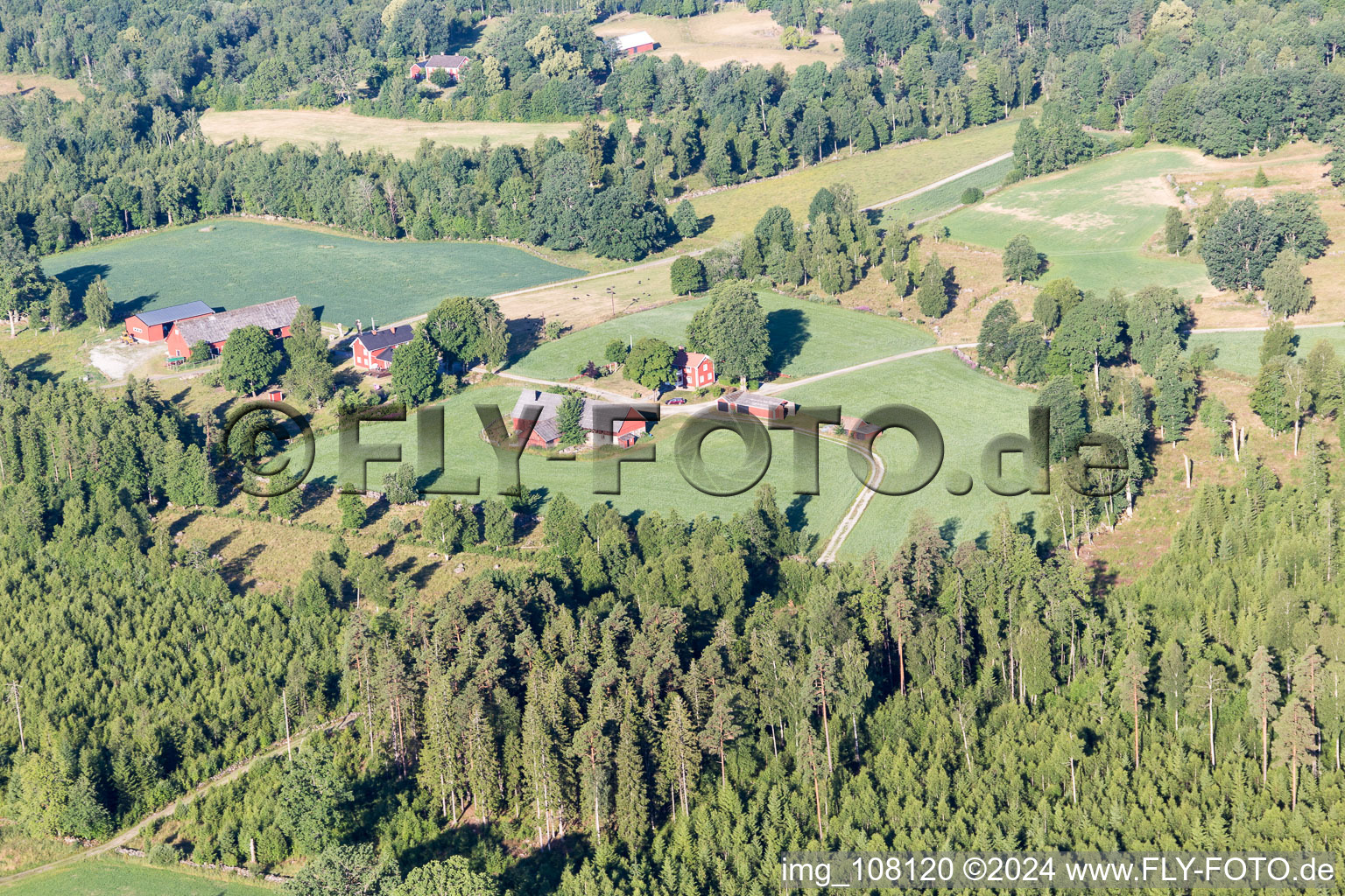 Aerial view of Norra Arnön in the state Kronoberg, Sweden