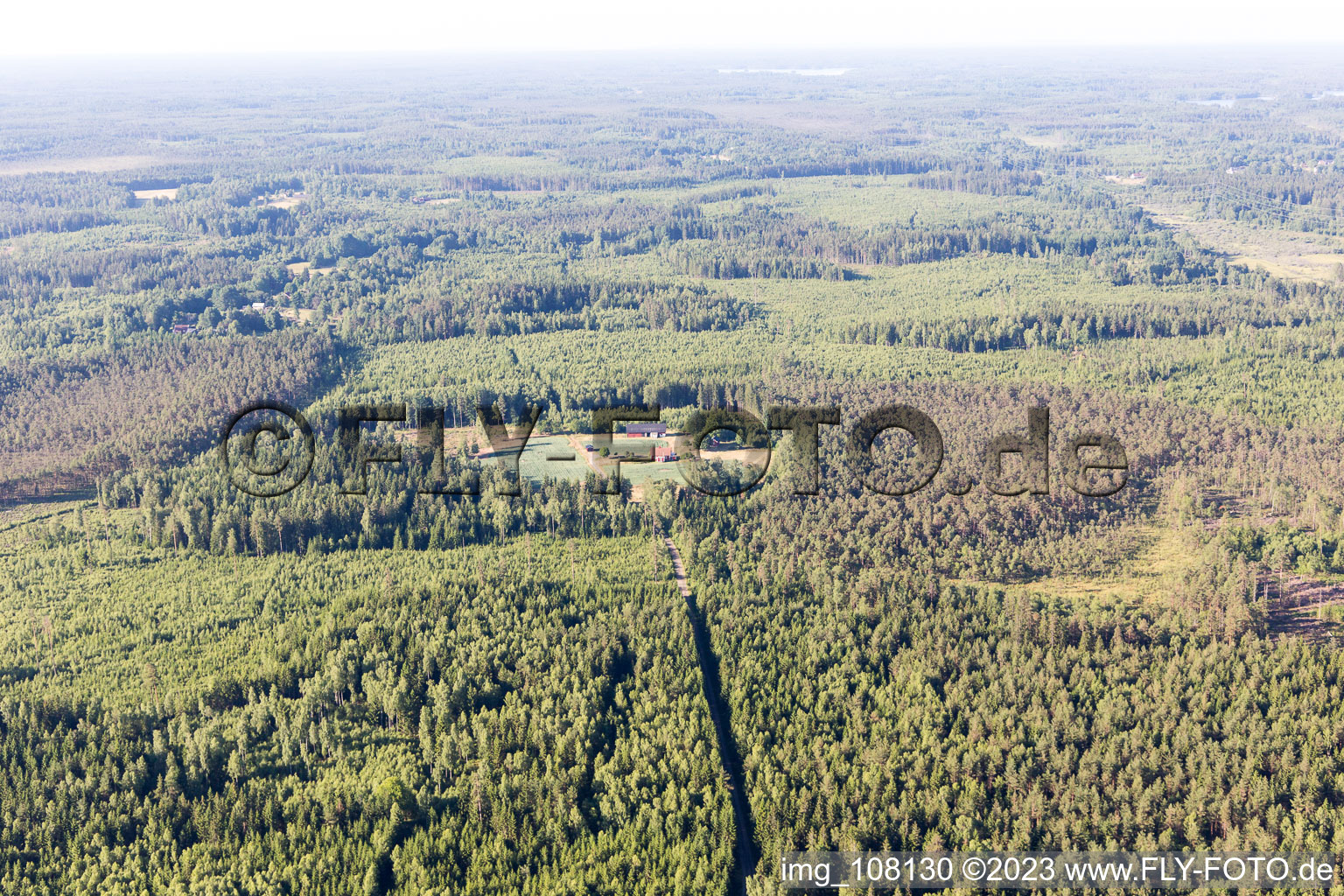 Aerial view of Lönashult in the state Kronoberg, Sweden