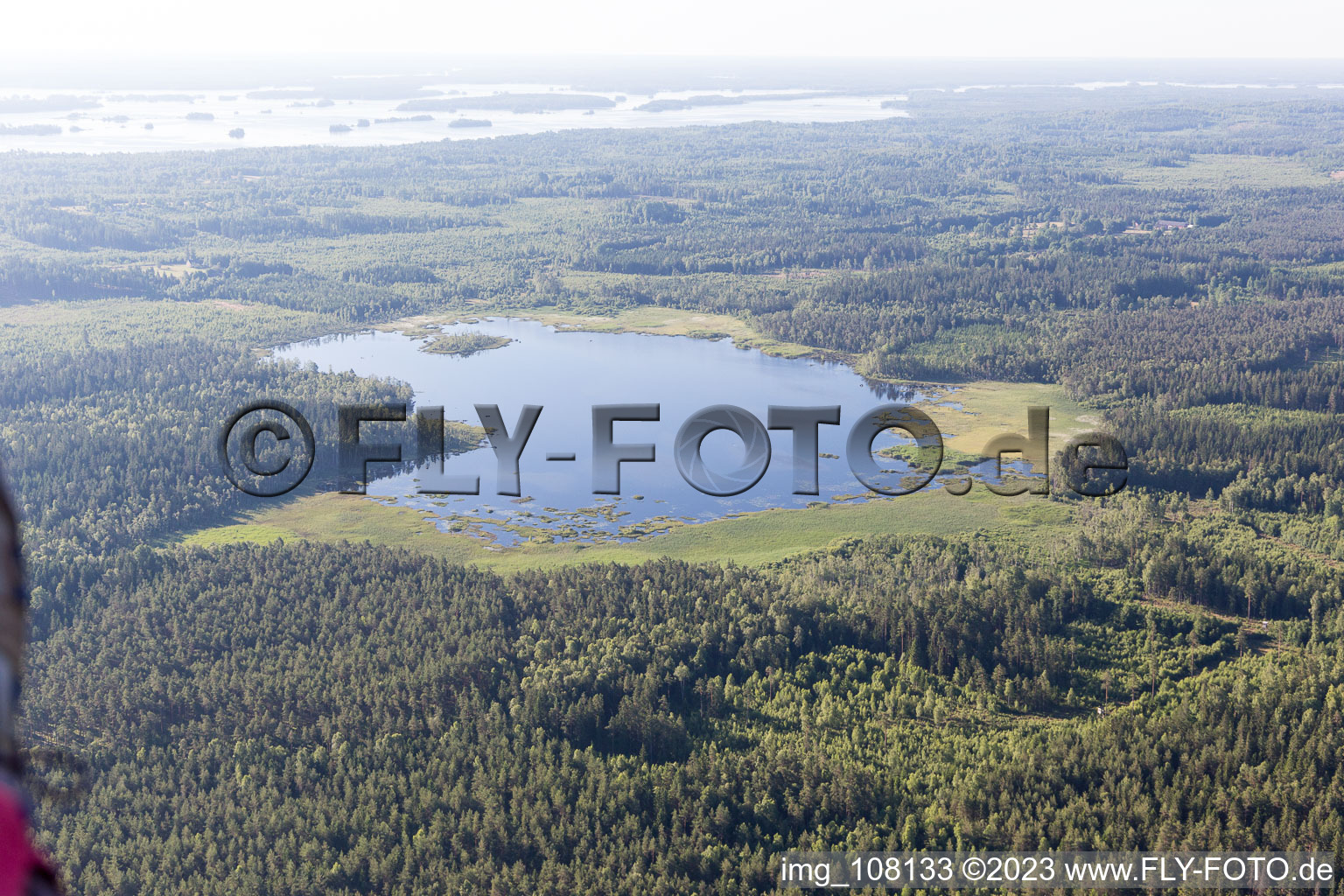 Aerial view of Flogmyran in the state Kronoberg, Sweden