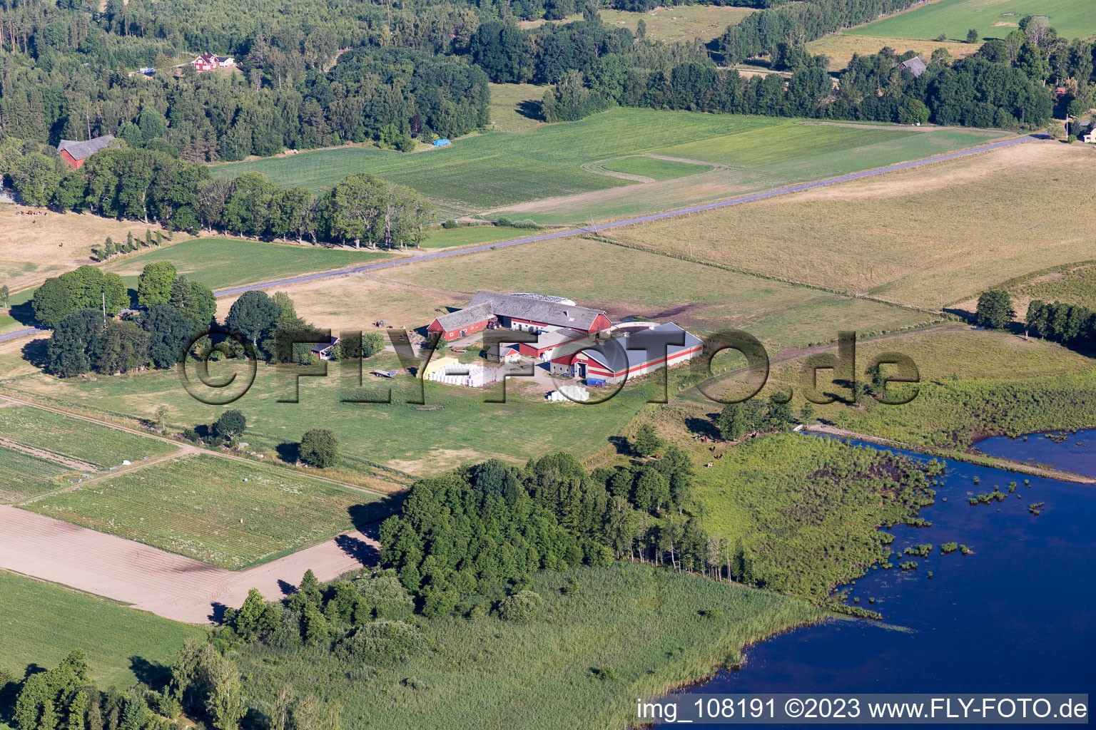 Aerial view of Hunna in the state Kronoberg, Sweden