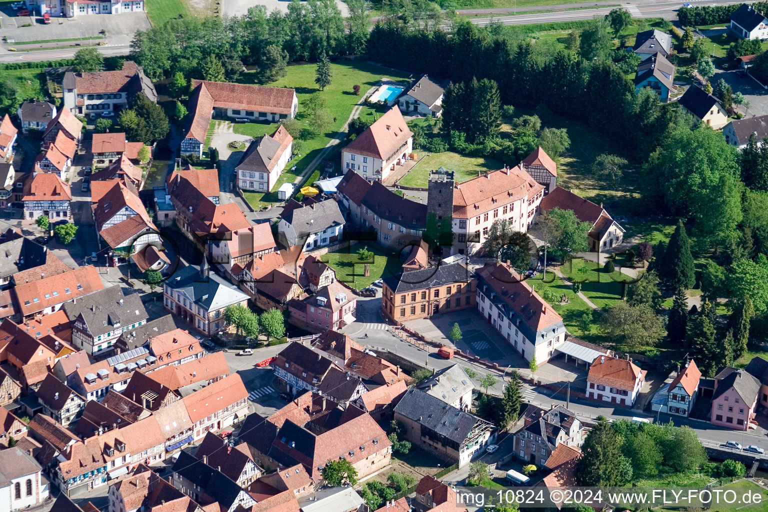 Wœrth in the state Bas-Rhin, France seen from above