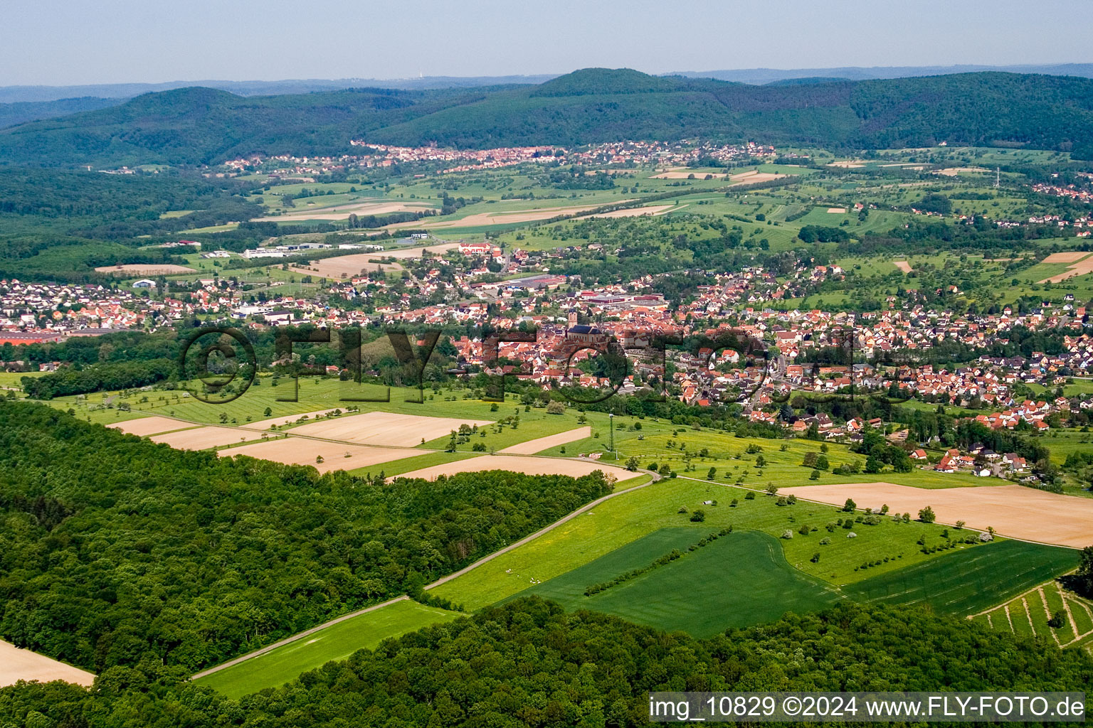 Reichshoffen in the state Bas-Rhin, France from a drone