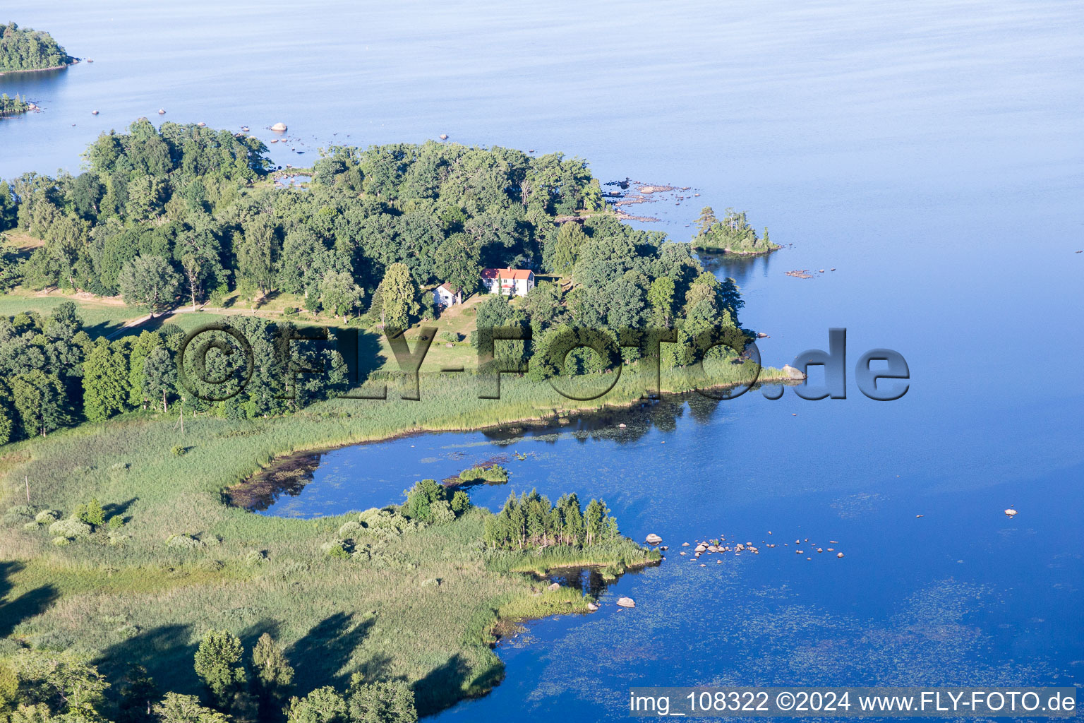 Aerial view of Skäggalösa in the state Kronoberg, Sweden