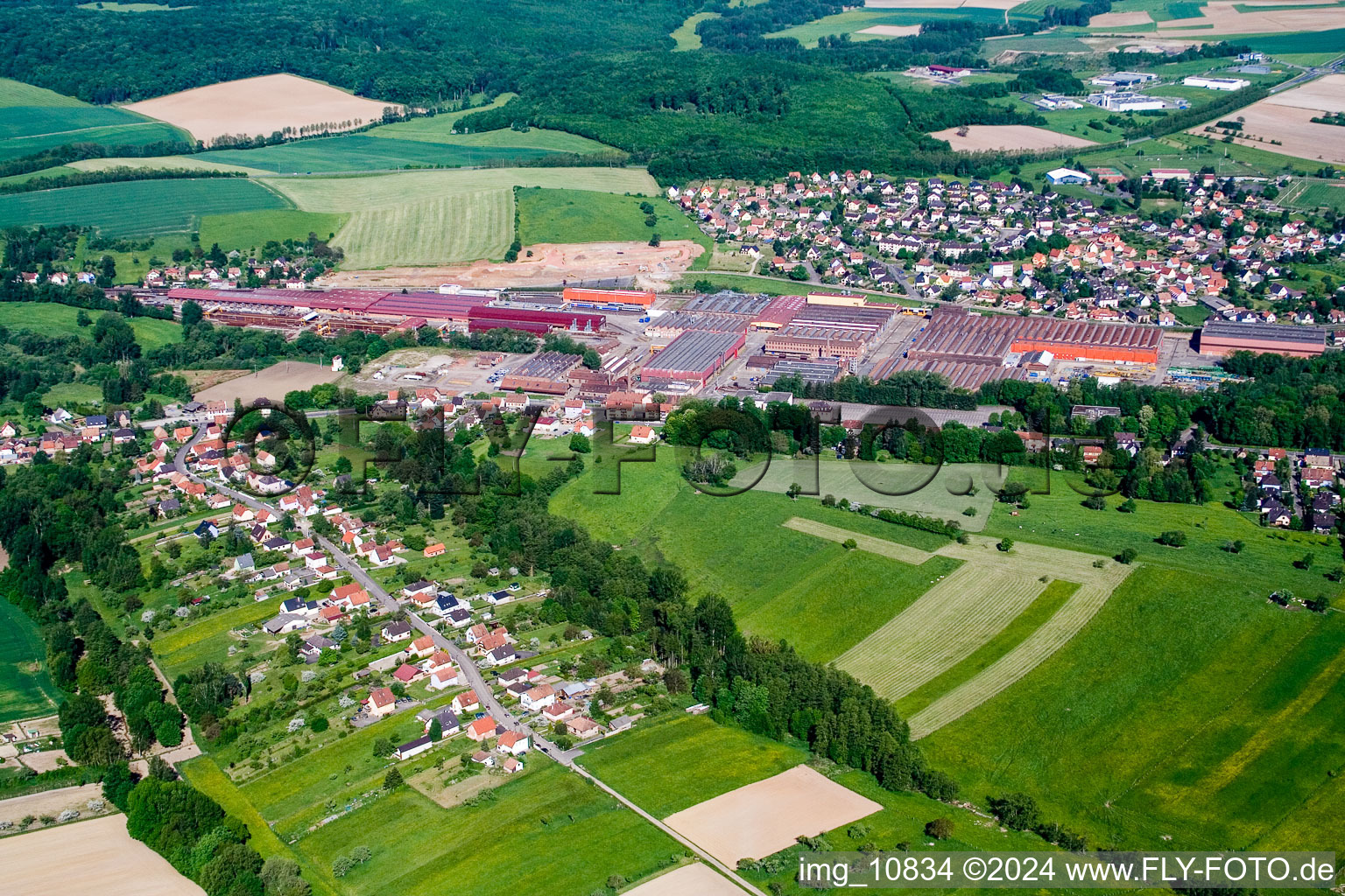 Aerial photograpy of Reichshoffen in the state Bas-Rhin, France