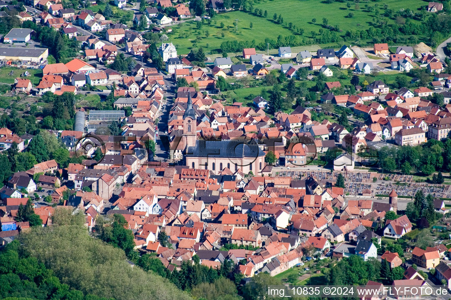 Oblique view of Reichshoffen in the state Bas-Rhin, France