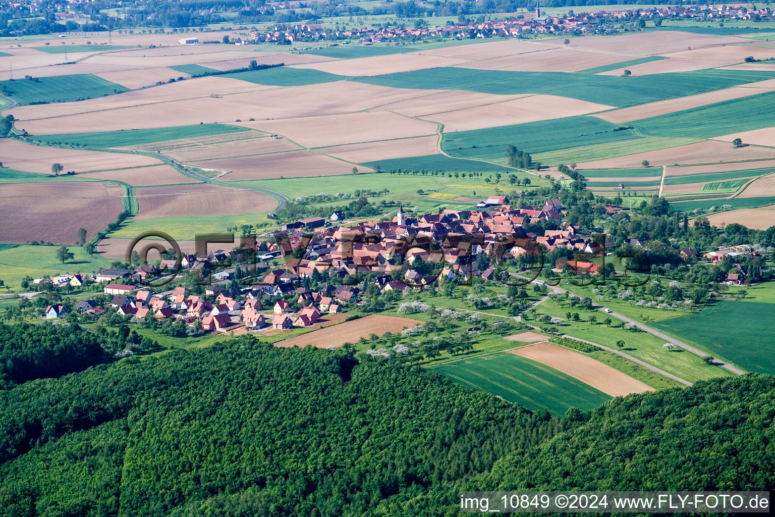 Oblique view of Engwiller in the state Bas-Rhin, France