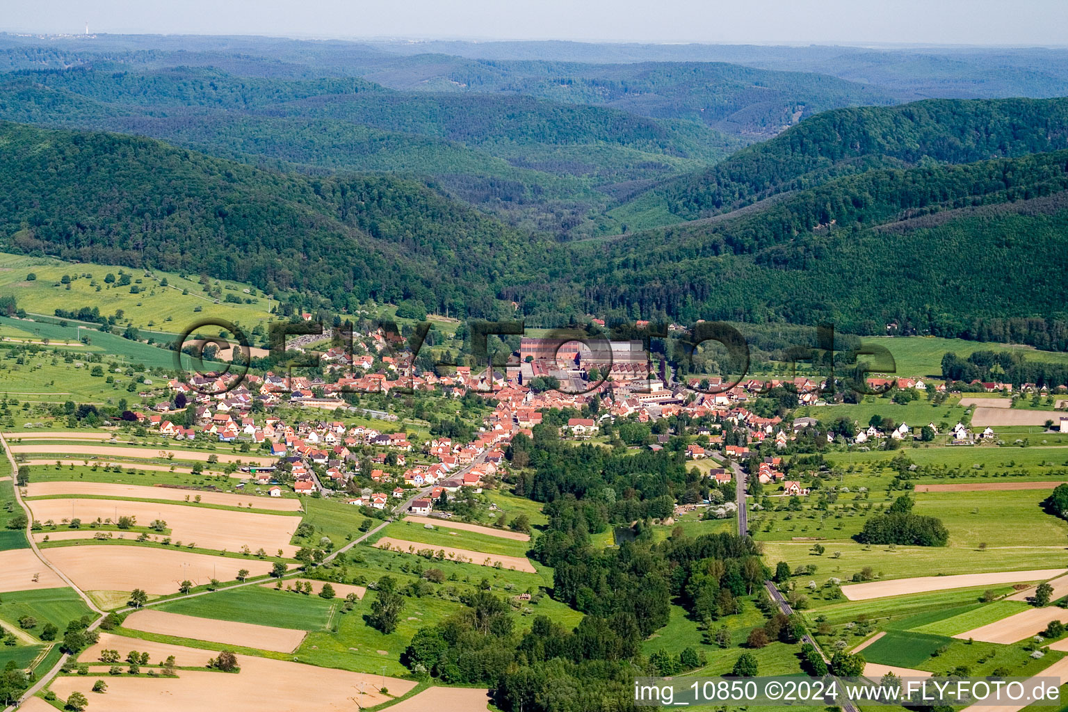 Bird's eye view of Zinswiller in the state Bas-Rhin, France